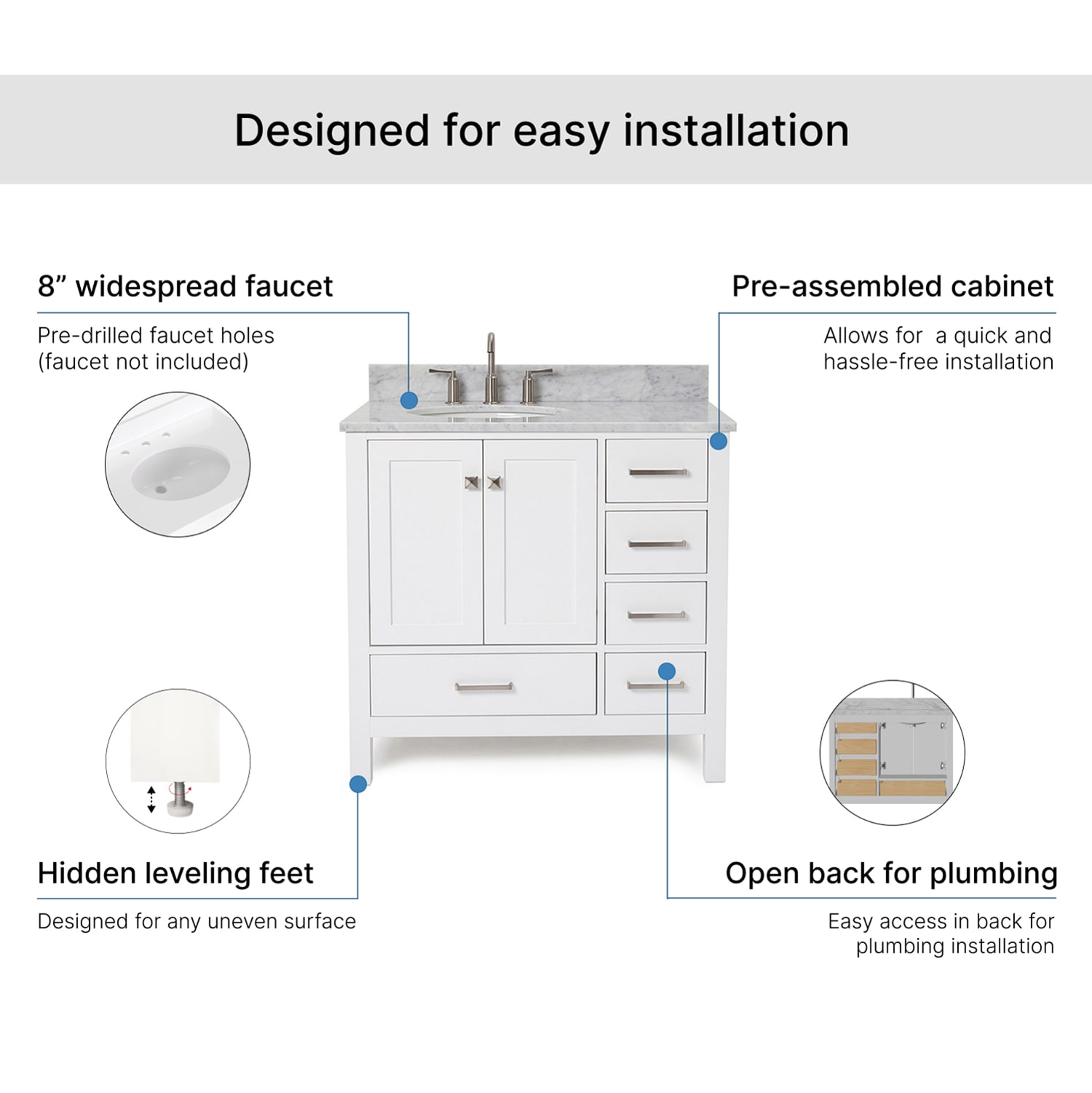 ARIEL A037SLCW2OVOWHT Bath-Vanity-Combo - View #7