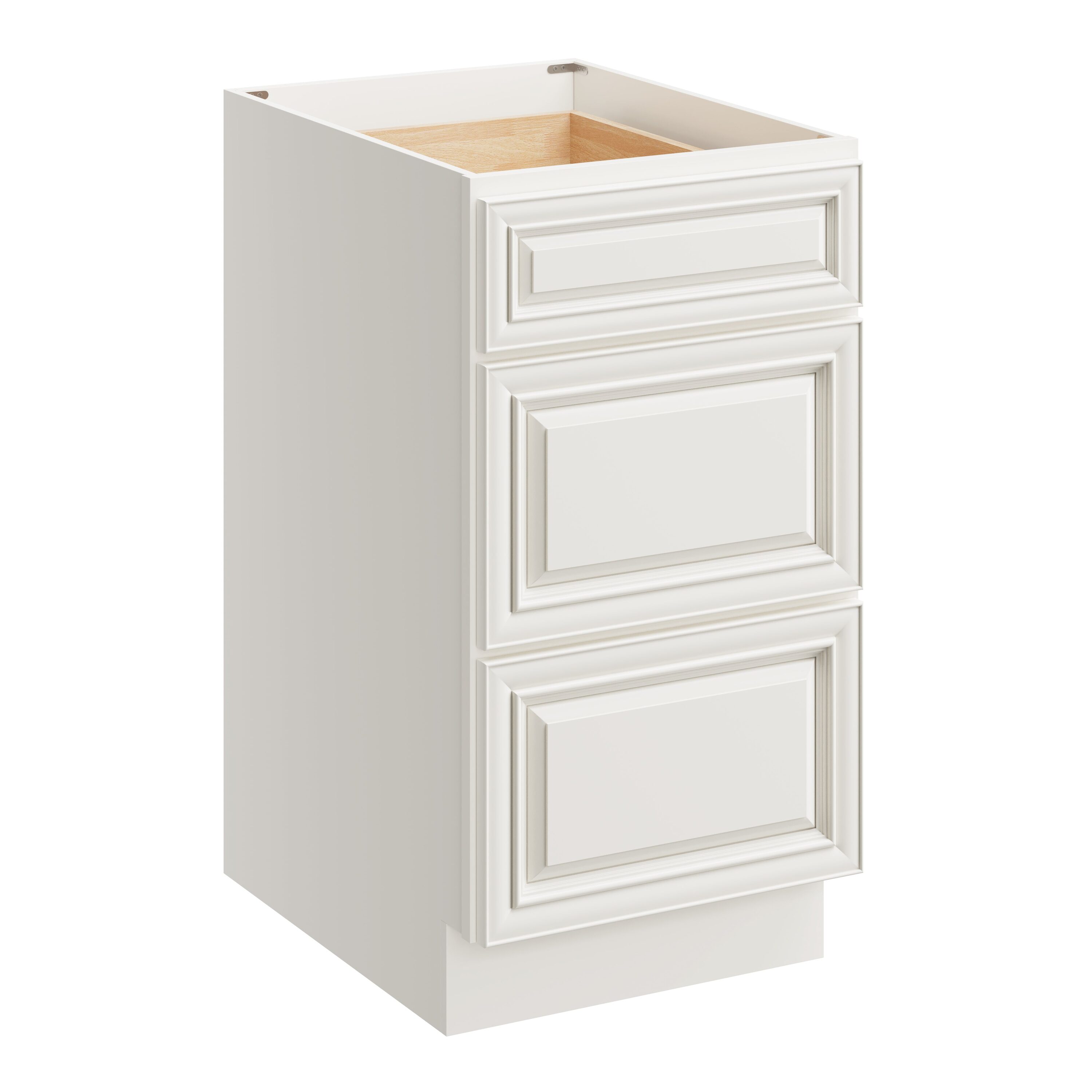 Boyel Living BLDB18PW 18 Inch Pearl White 3 Drawer Kitchen Base Cabinet with Soft Close Slides