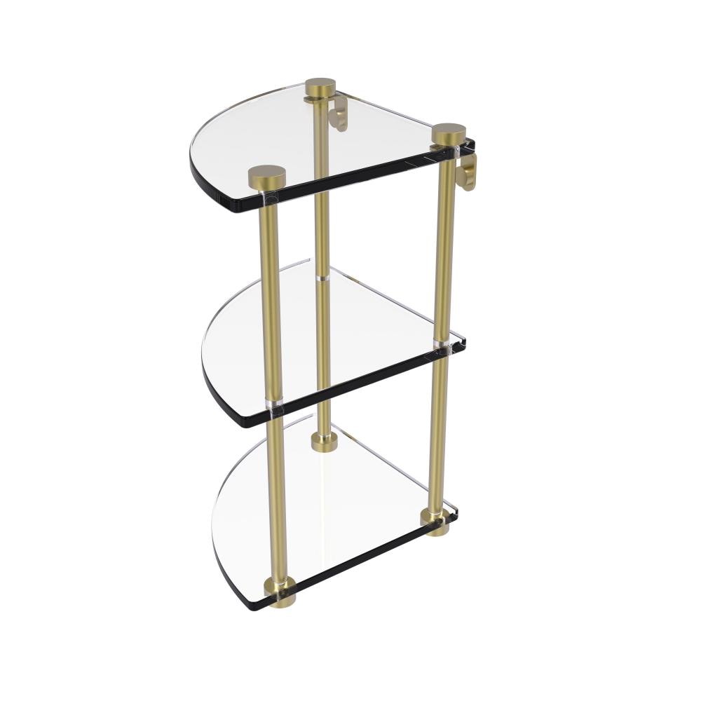 Allied Brass NS-6-SBR Satin 3-Tier Brass Wall Mount Corner Bathroom Shelf (8-in X 15-in X 8-in)