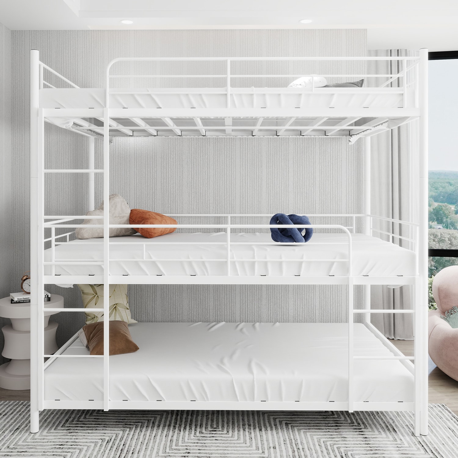 Streamdale Furniture Streamdale Heavy-Duty Triple Bunk Bed with Ladder