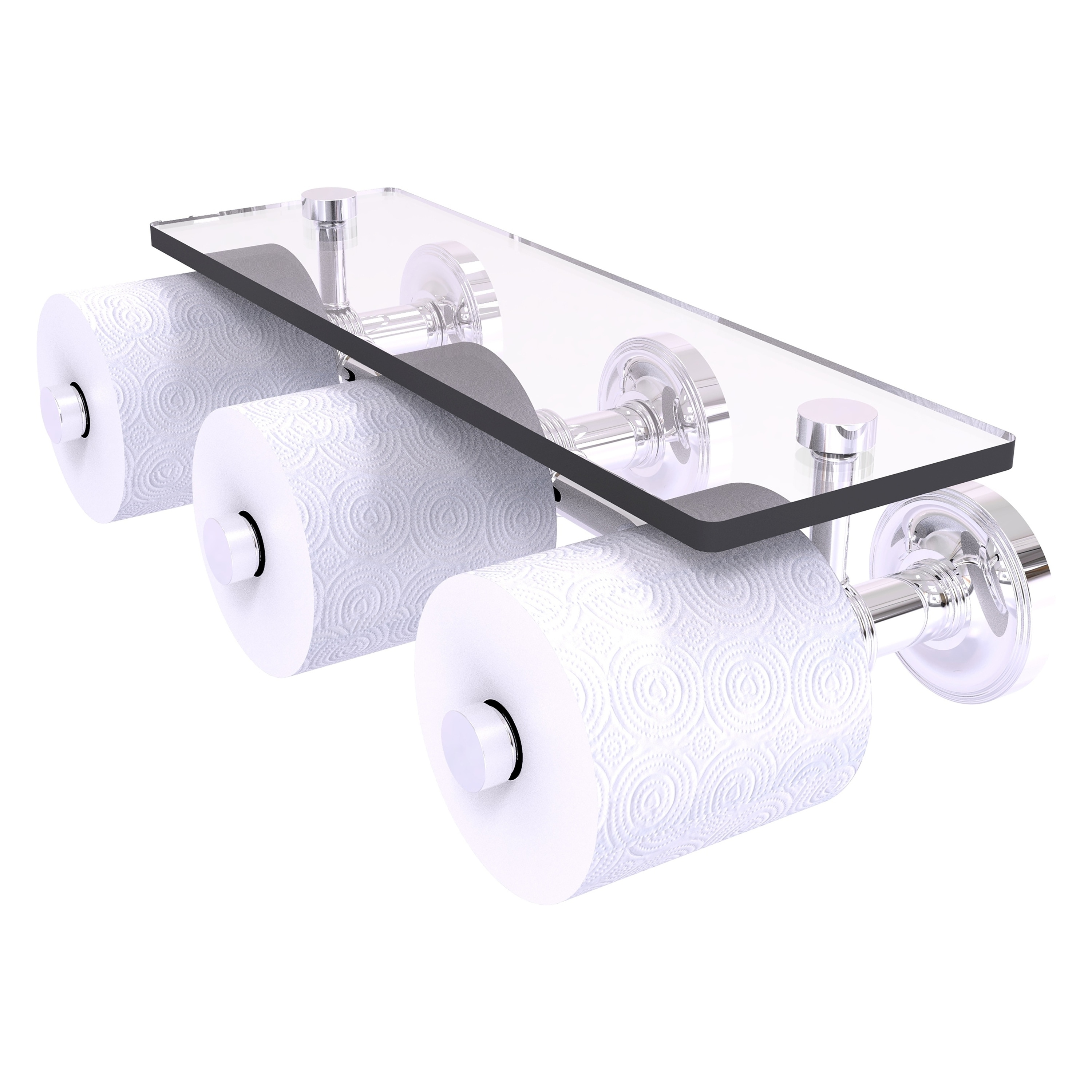 Allied Brass PR-35-3S-PC Prestige Regal Polished Chrome Wall mount Double post Toilet Paper Holder 3 -Rolls with Storage