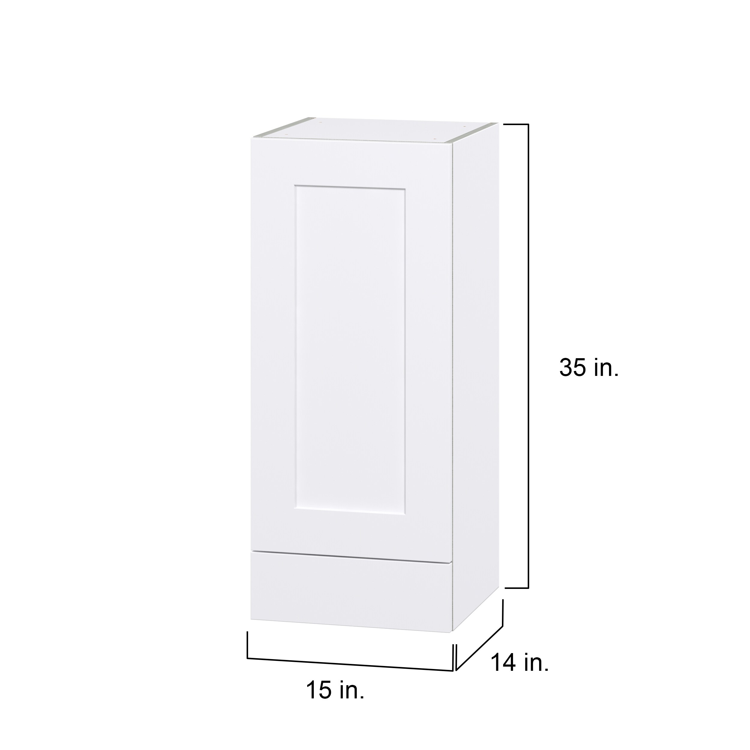 Hugo&Borg Jolie 15-in W x 35-in H x 14-in D Warm White 1-Drawer Wall Fully Assembled Cabinet (Flat Panel Shaker Style)