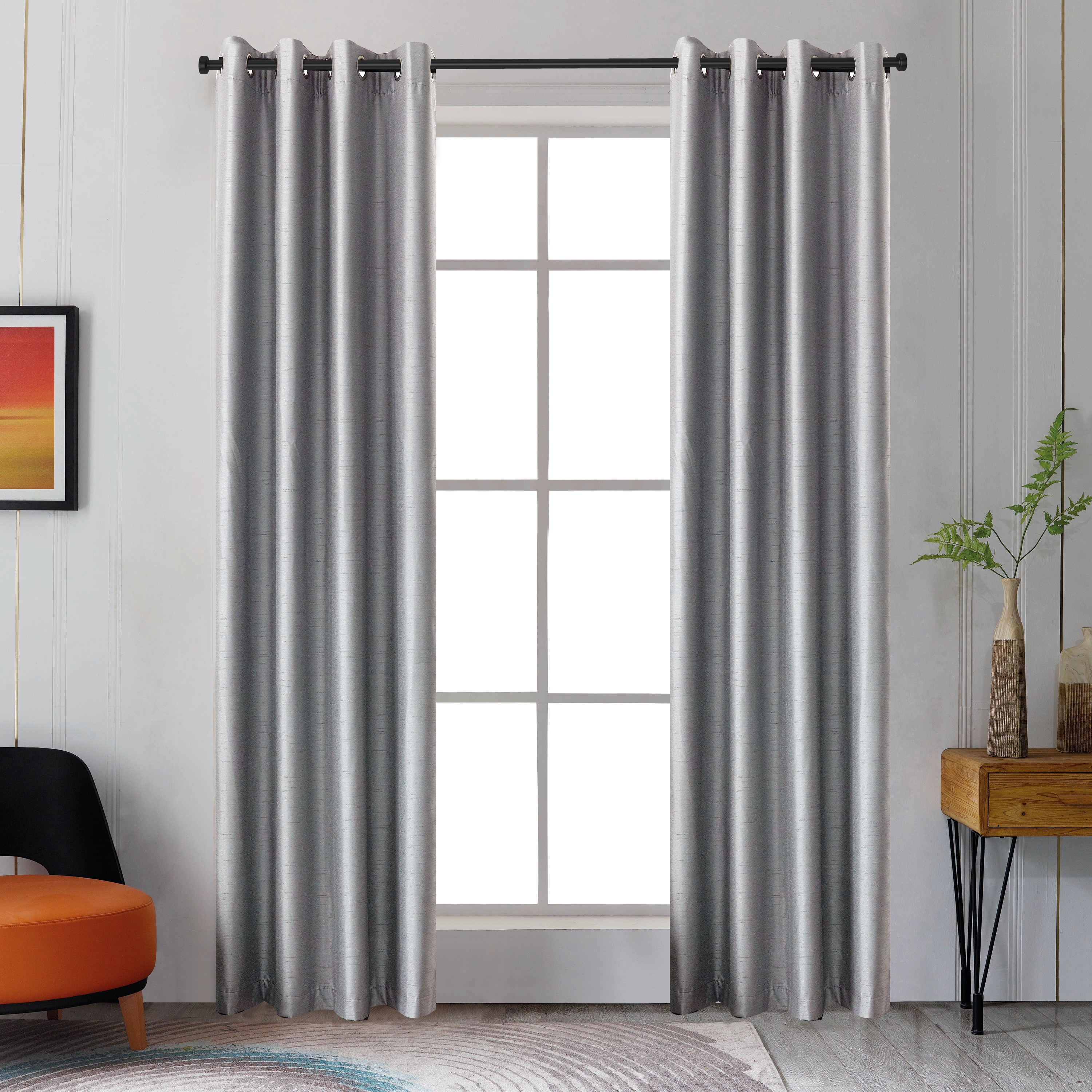 Gray 96" H Velvet Curtain Long Panel Drape Media Theater Room/Modern Housewares 