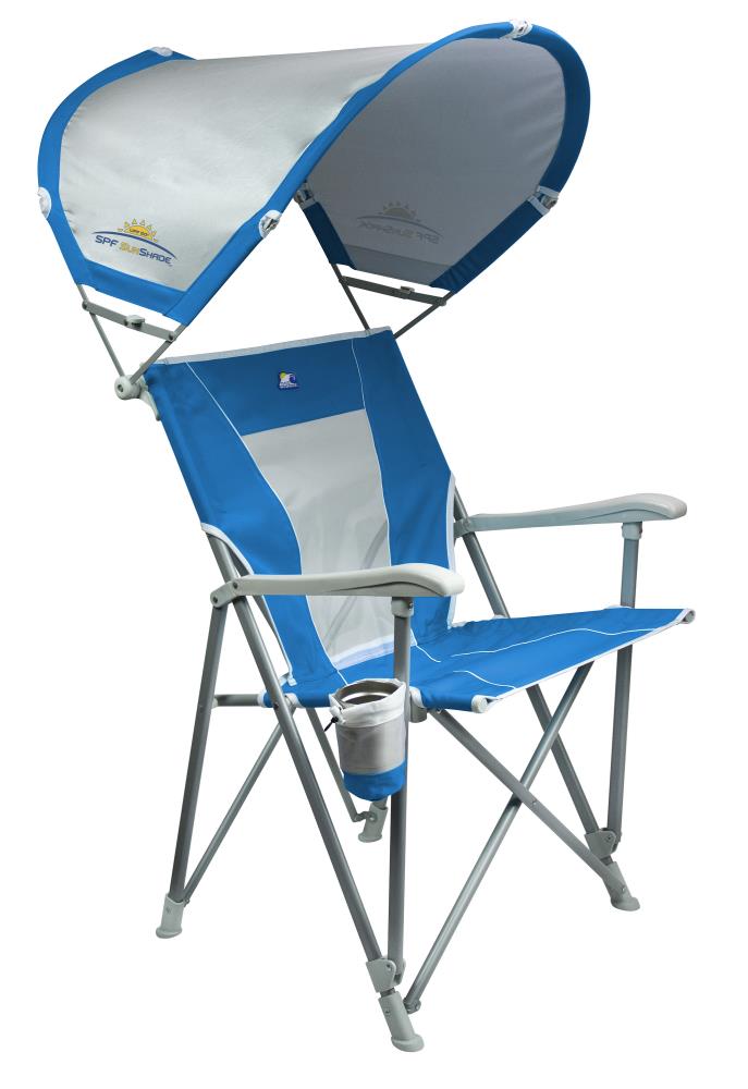 GCI Outdoor Waterside SunShade Folding Beach Recliner Chair with Adjustable SPF Canopy