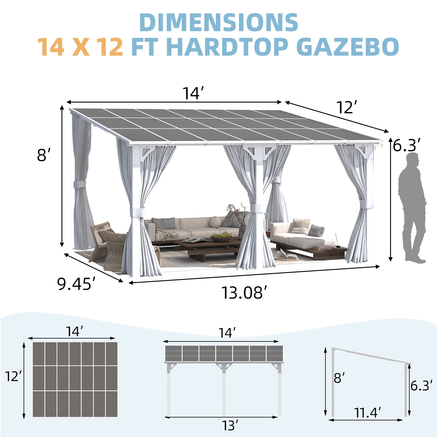 AECOJOY 16413WH+16458WH-LS02 Wood-Resin-Gazebos - View #2