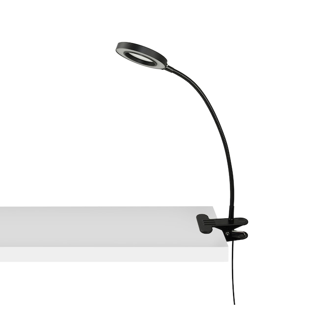plafond koppeling Geplooid CANYON HOME 15.4-in Adjustable Magnifying Black Clip Desk Lamp with Shade  in the Desk Lamps department at Lowes.com