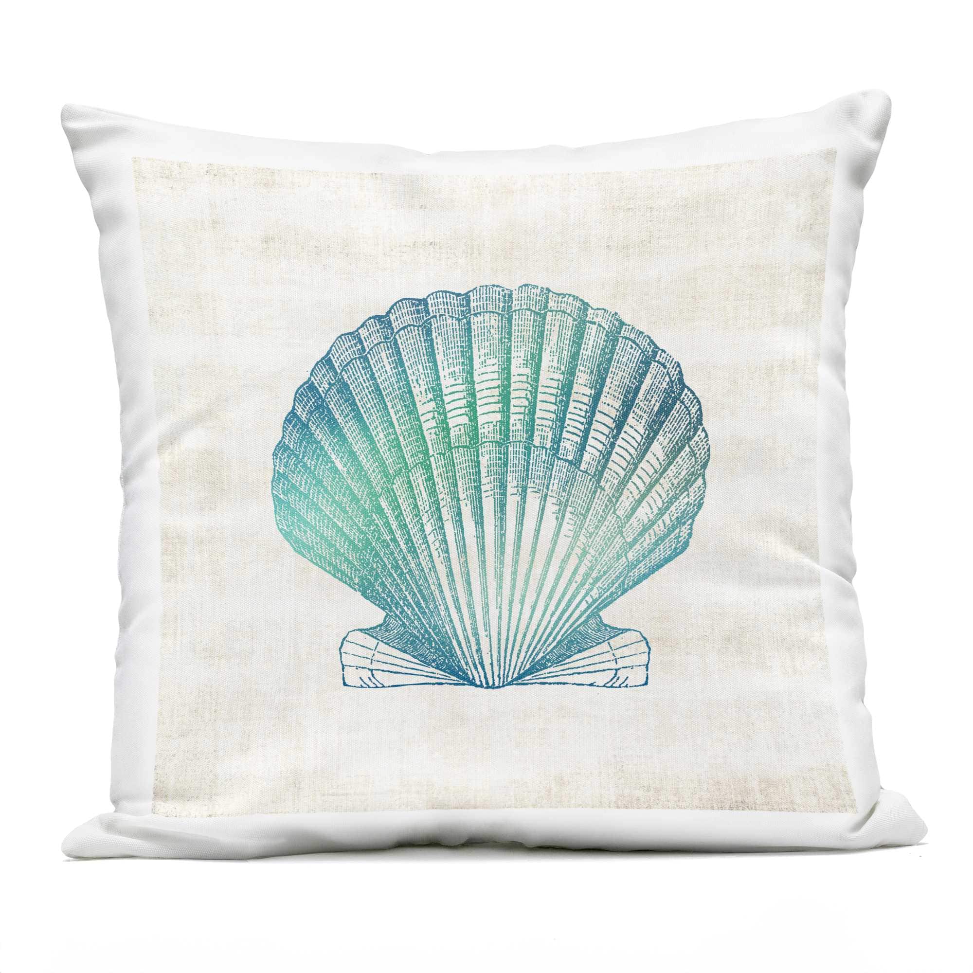 Stupell Industries PLO-799-OSQ-18X18 Gradient Clam Seashell Outdoor Printed Pillow design by Susan Arnot