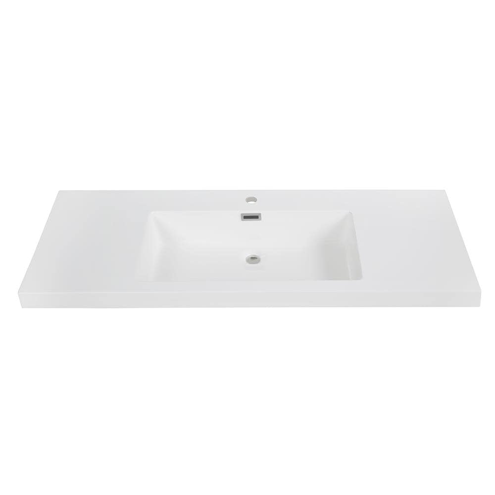Streamline K-140-SLSITRC-48 48-in x 19-in Glossy White Solid Surface Integral Single Sink Bathroom Vanity Top
