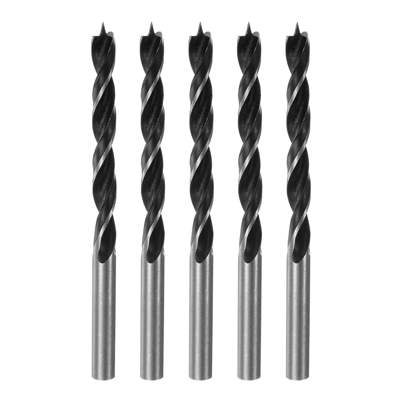Unique Bargains 5pcs Brad Point Drill Bits 6mm 15/64 Inch Dia Straight Steel Round Shank Drill Metric Brad Point 2.4 Inch Drilling Depth Spiral Twist Drill Bits for Carpenter Woodworking Plastic Rubber #S26031300UX4601