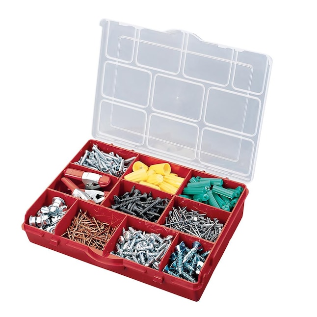 Stack-On Plastic Bin 10 Compartment Storage Box with Removable
