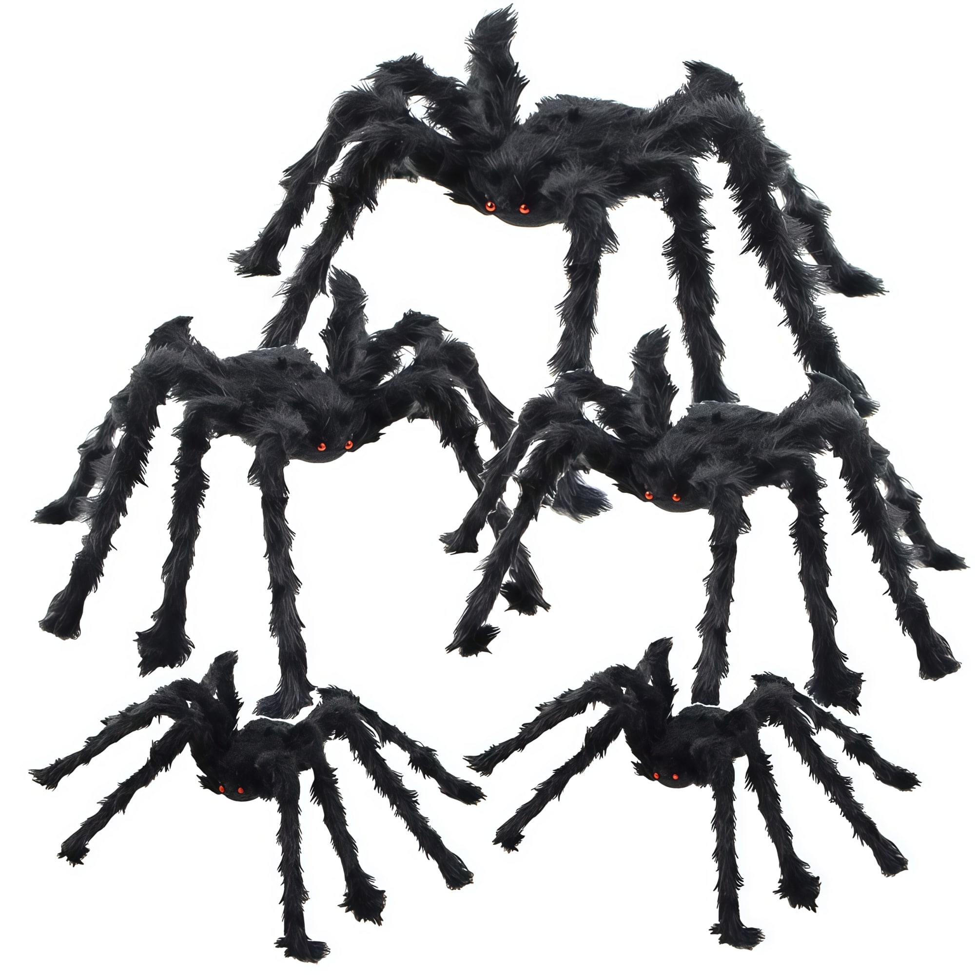 Numhew 30 in 5-Piece Black Hairy Spider Halloween Yard Decorations