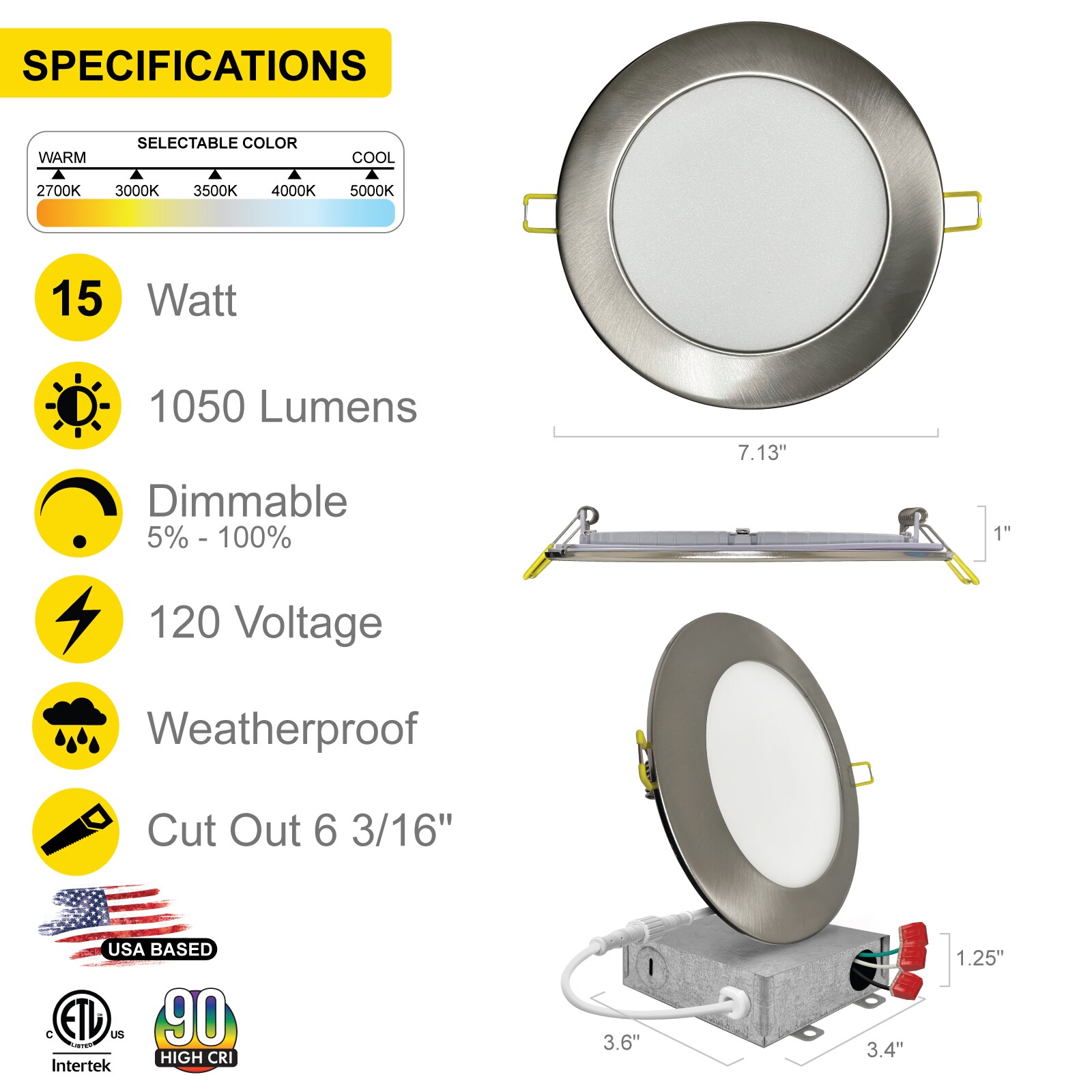 NuWatt Brushed Nickel Ultra Thin LED Recessed Downlight 12-Pack