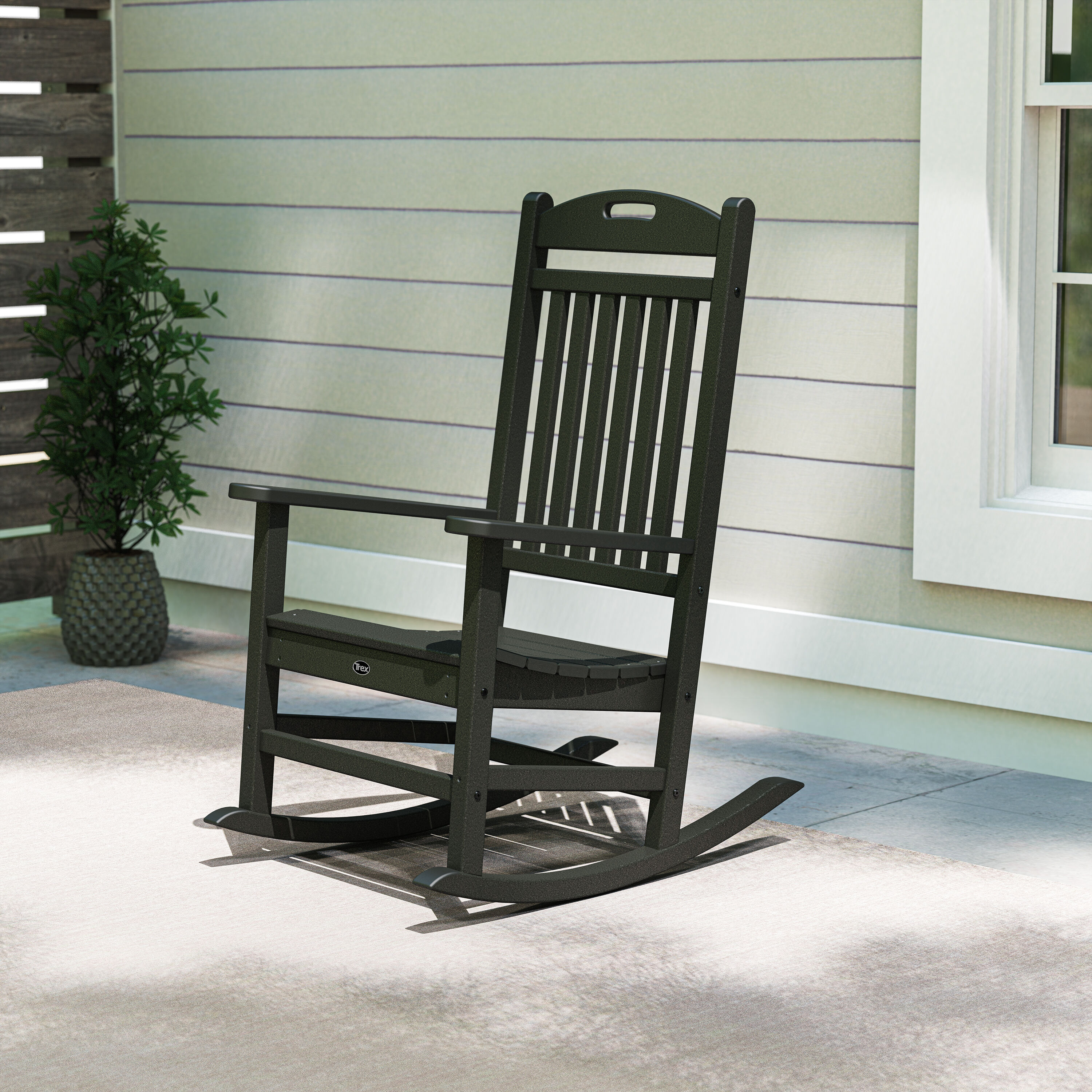 Trex Outdoor Furniture - Yacht Club Charcoal Black HDPE Frame Rocking Chair with Slat Seat