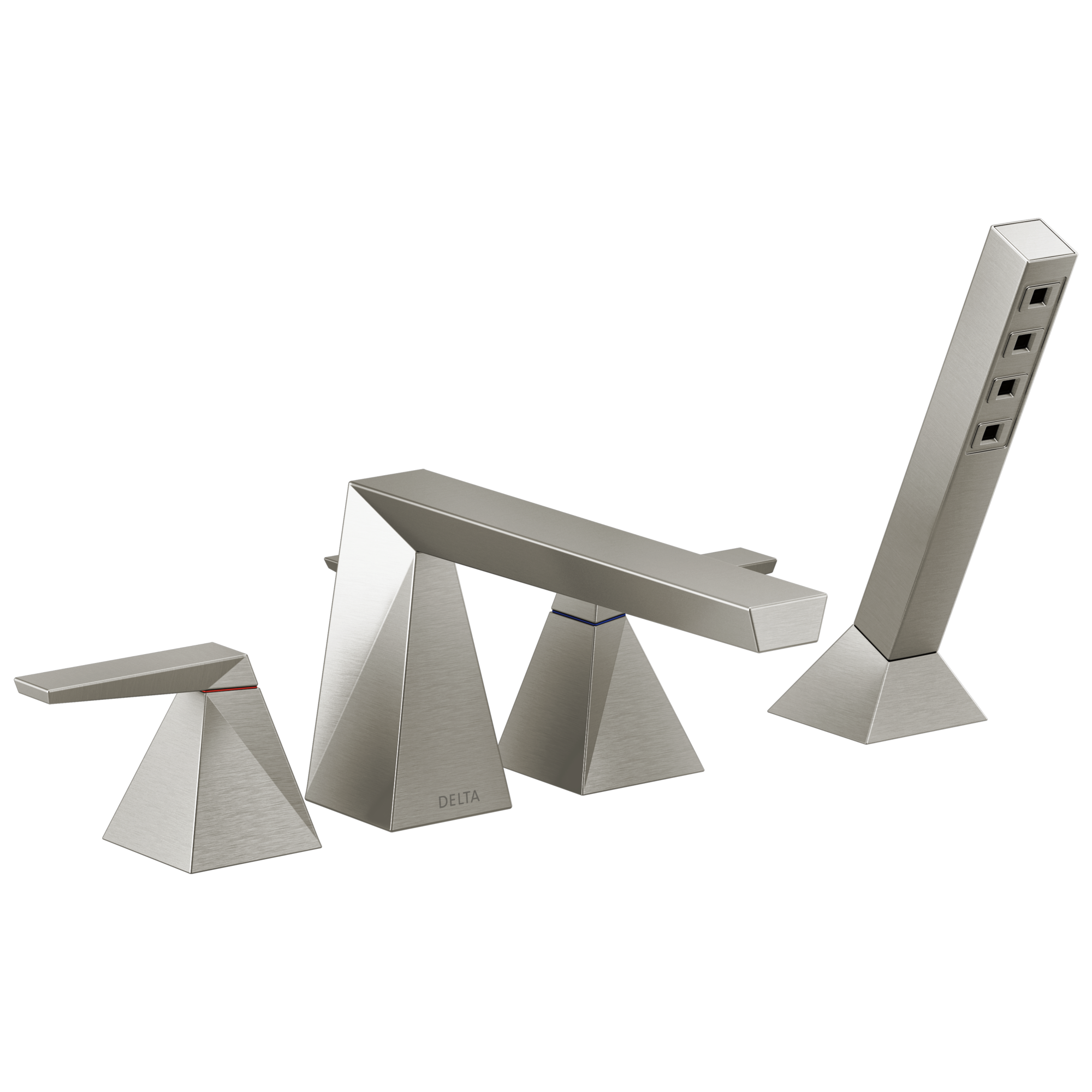 Delta T4743-SS-PR Trillian Lumicoat Stainless 2-handle Deck-mount Roman Low-arc Bathtub Faucet with Hand Shower