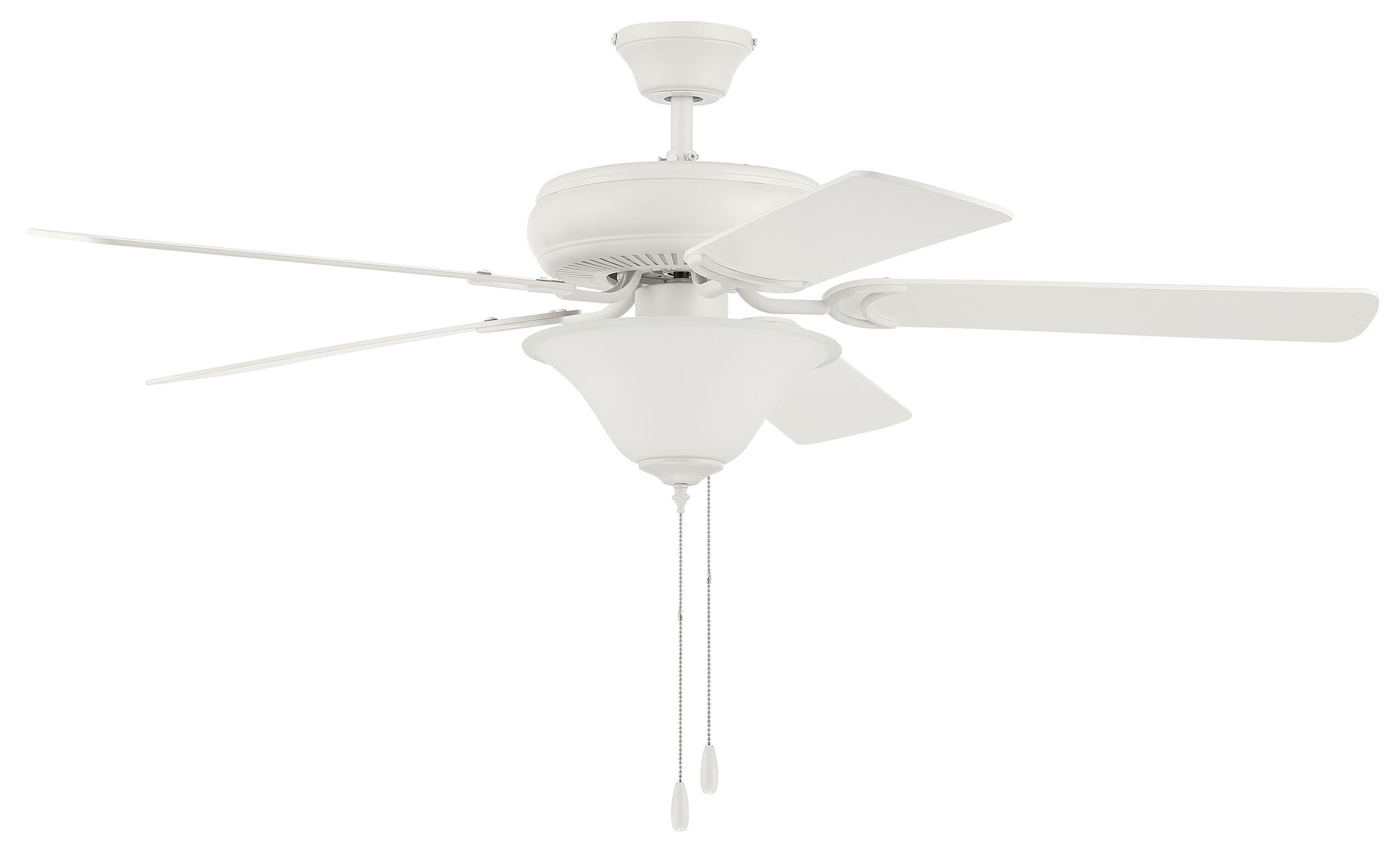 Craftmade DCF52W5C1W Decorator's Choice 52-in Downrod or Flush Mount Matte White with Matte White Blades Ceiling Fan With Light ( 5 -Blade )
