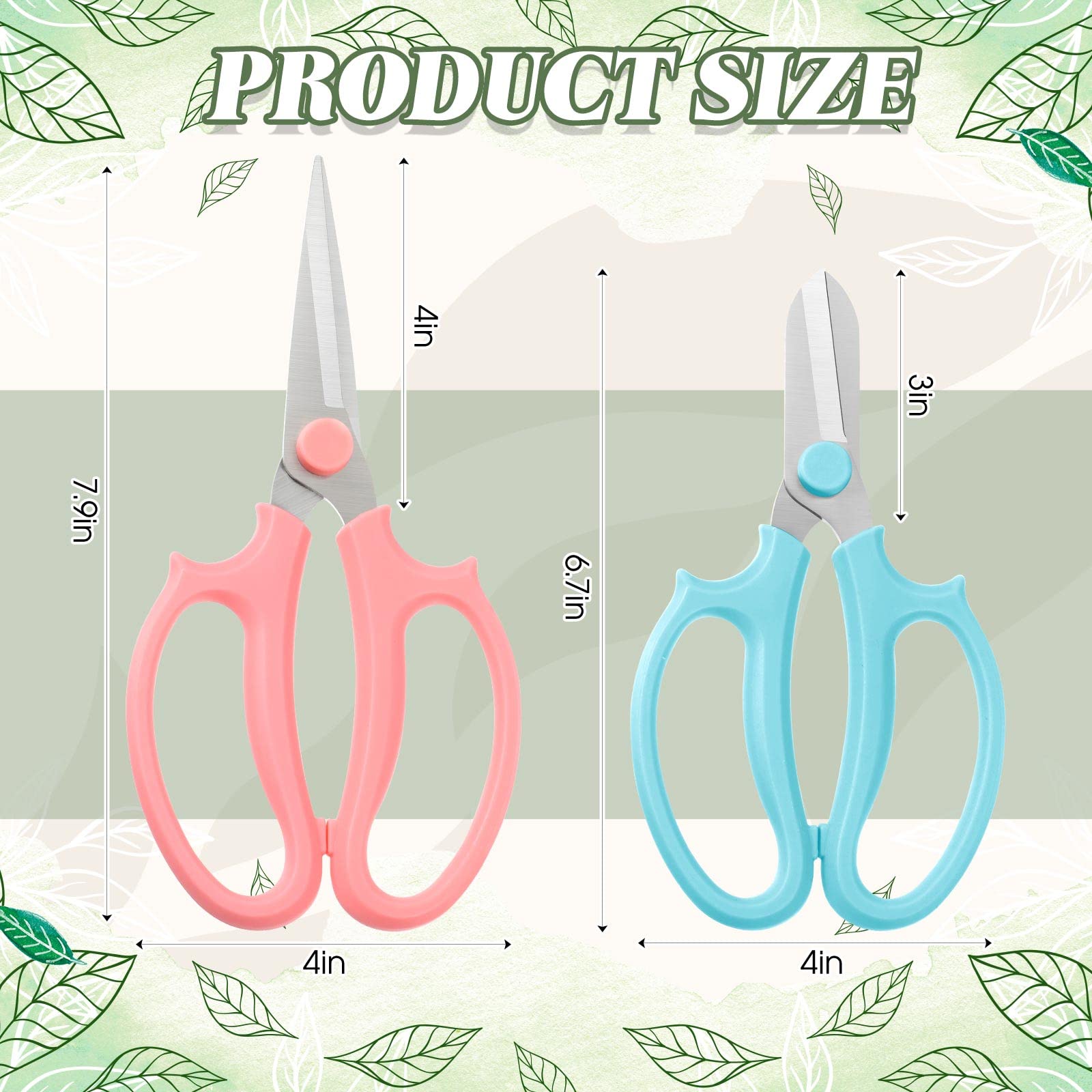 Etokfoks 12 piece gardening scissors set pastel colors stainless steel ...