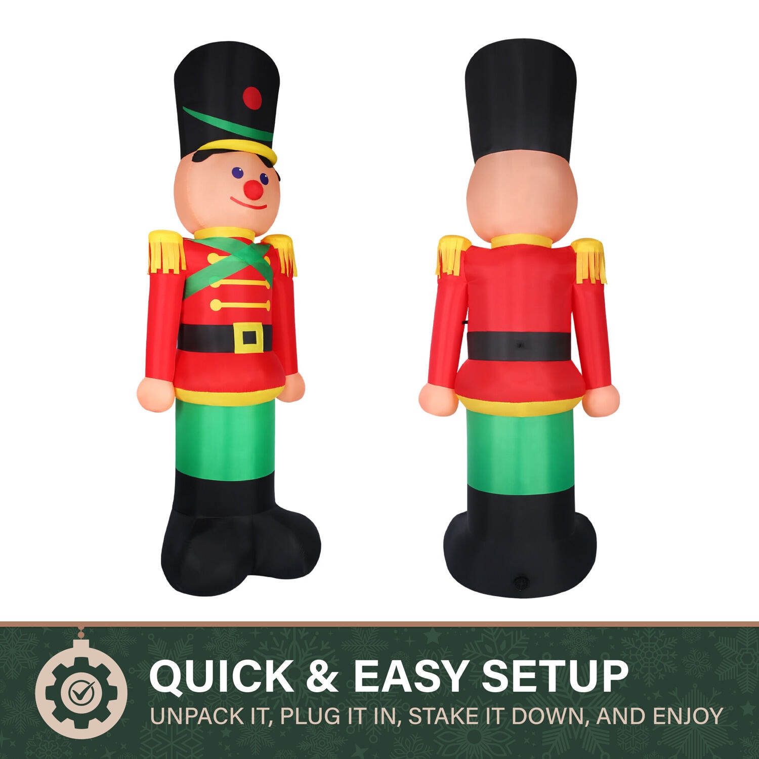 12-Foot Multicolor Polyester Pre-lit Nutcracker Christmas Inflatable