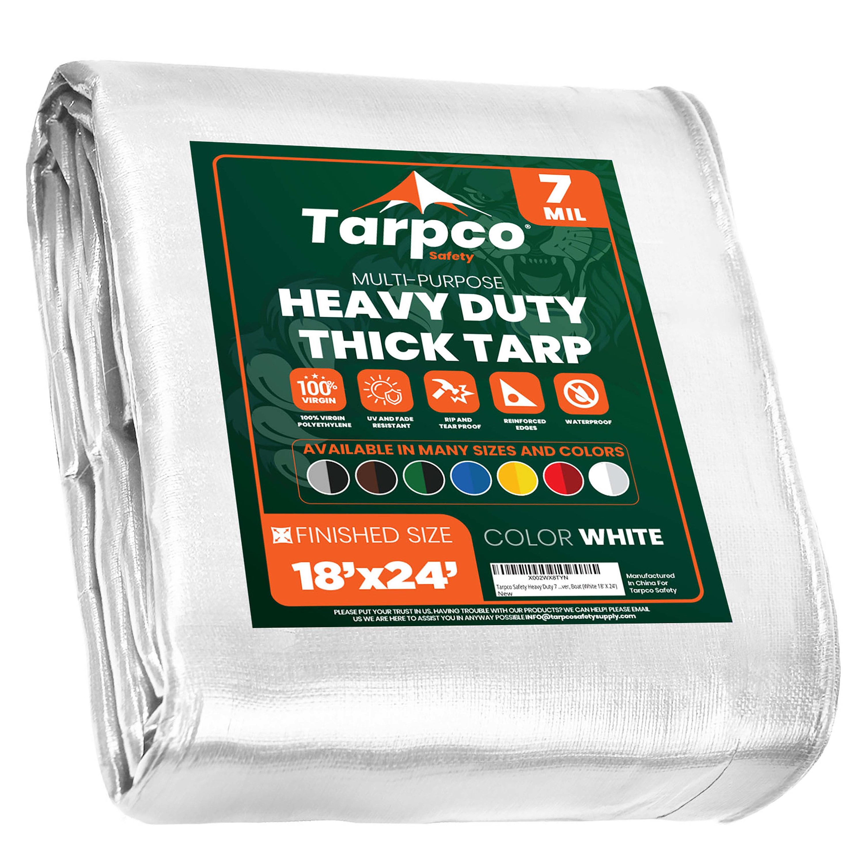 Tarpco Safety TS-204-18X24 18-ft x 24-ft White Waterproof Commercial Polyethylene 7-Mils Tarp