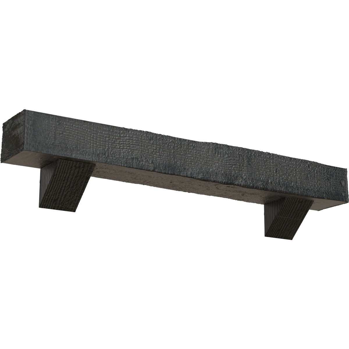 Ekena Millwork MANURS04X04X48BKES 48-in W x 4-in H x 4-in D Ash (Aged) Hollow Urethane Rustic Fireplace Mantel