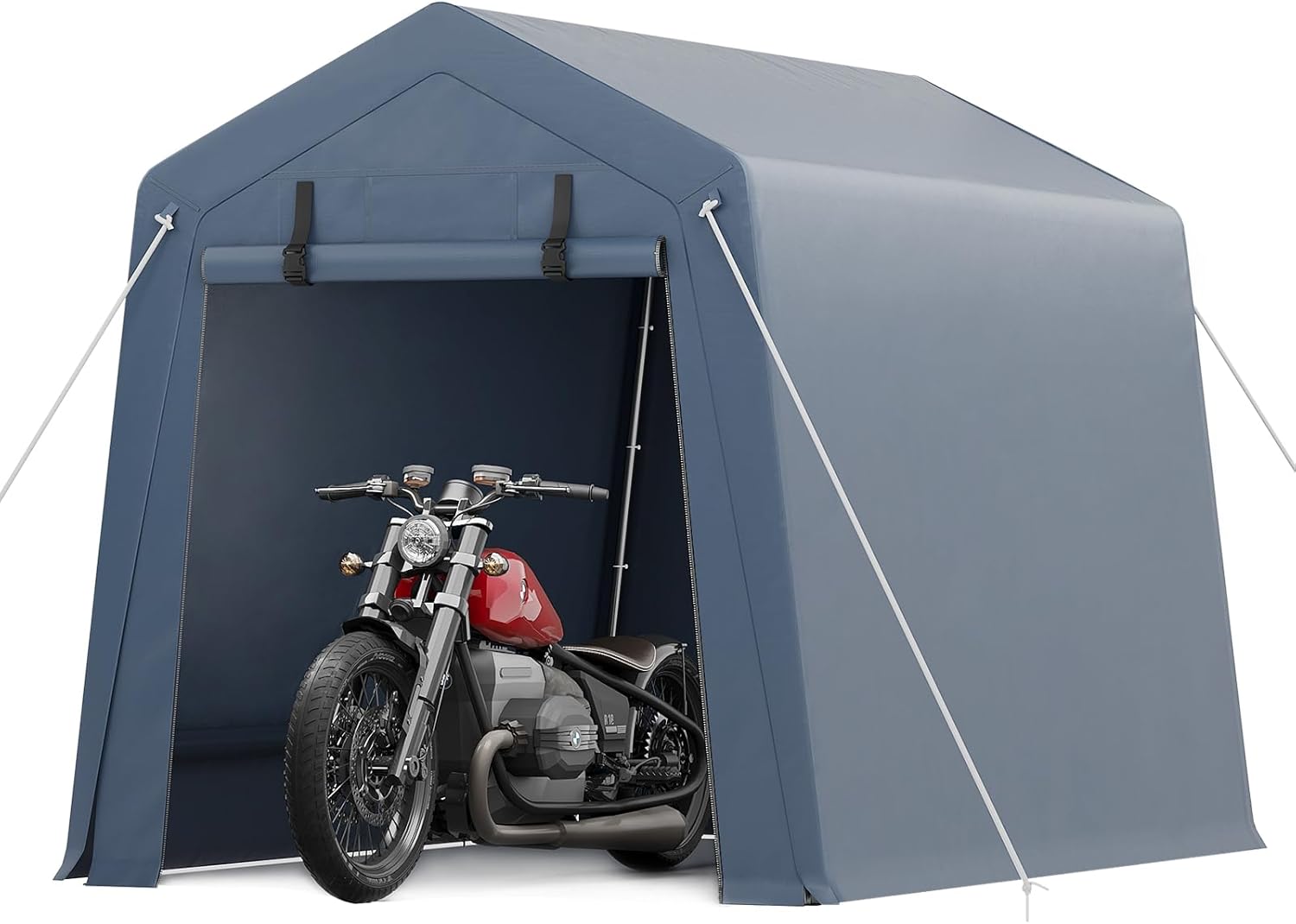 GAOMON - 6x6 Ft Motorcycle Shelter Heavy-Duty Steel Frame Weatherproof PE Cover Portable Bike Sto...