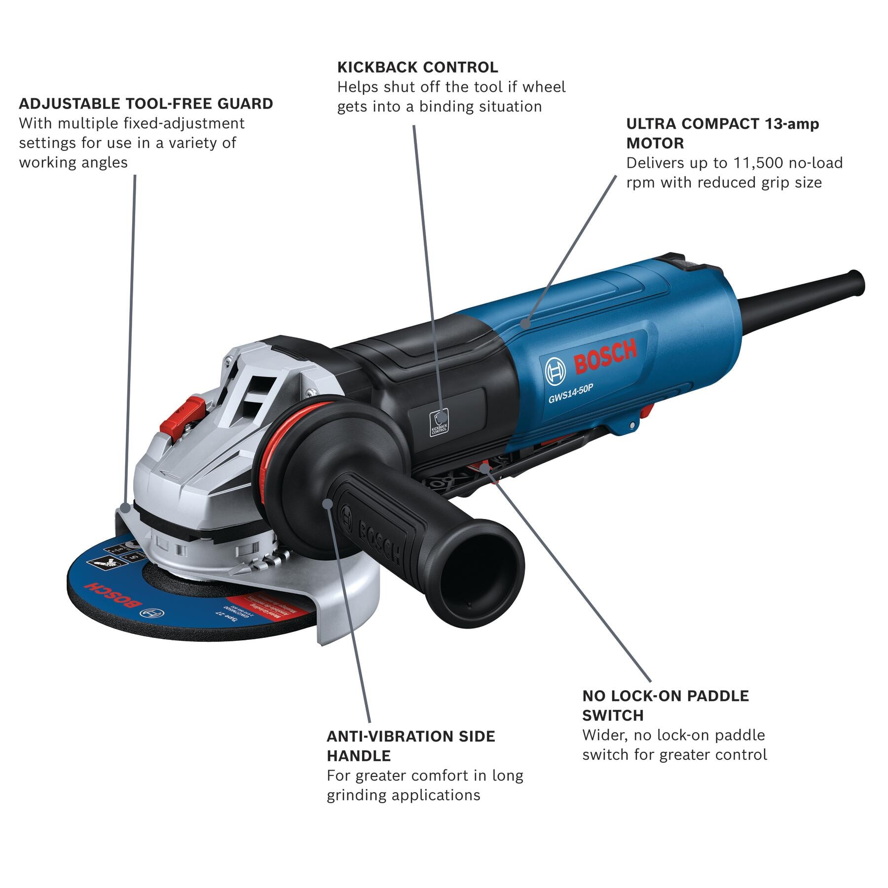 Bosch GWS14-50P Cordless-Grinders - View #2