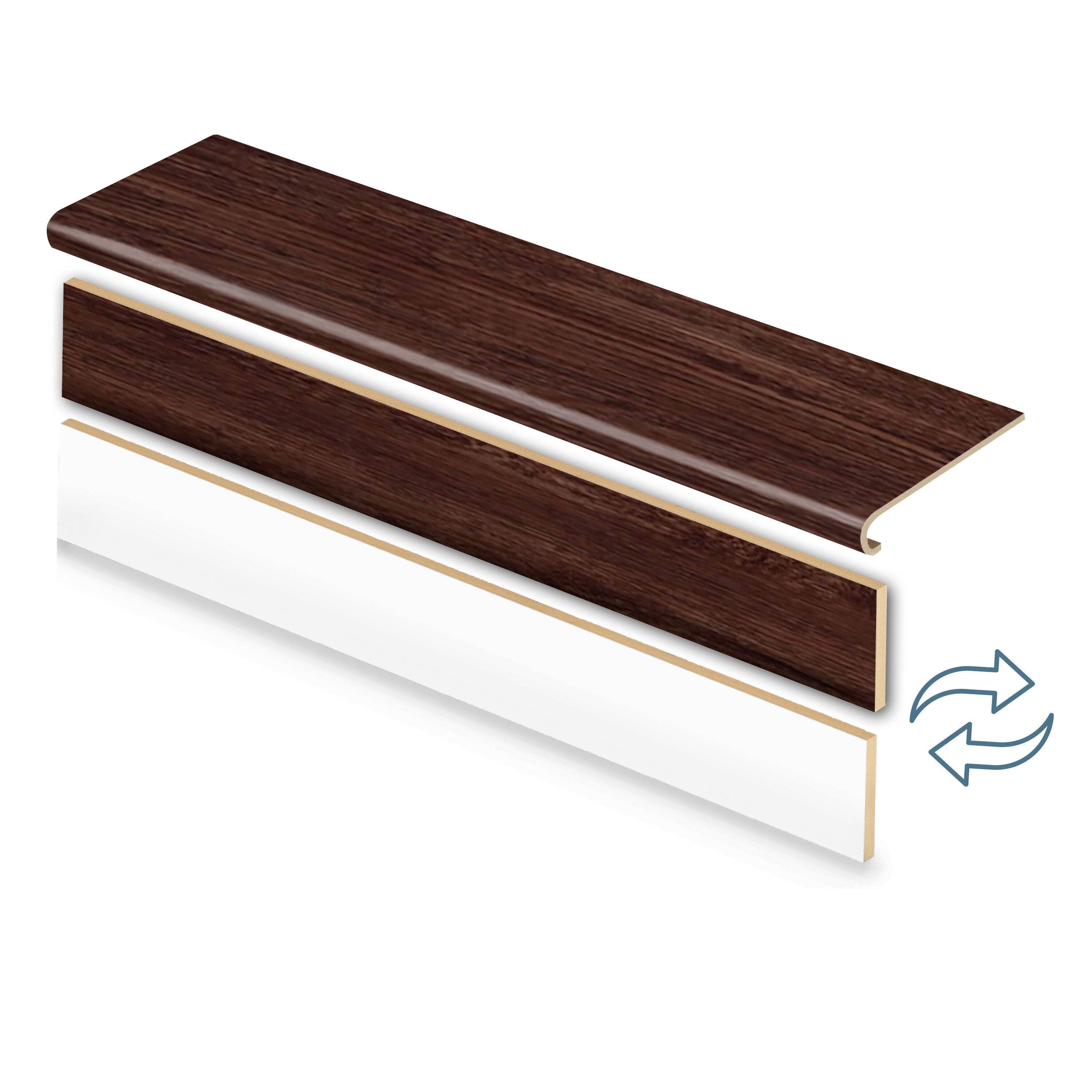 Zamma 20C078006 Cap A Tread Stair Renewal System 47-in x 12.125-in x 1.6875-in Chestnut Oak Type 1 Kit with Reversible Riser Laminate No return Bullnose Stair Tread