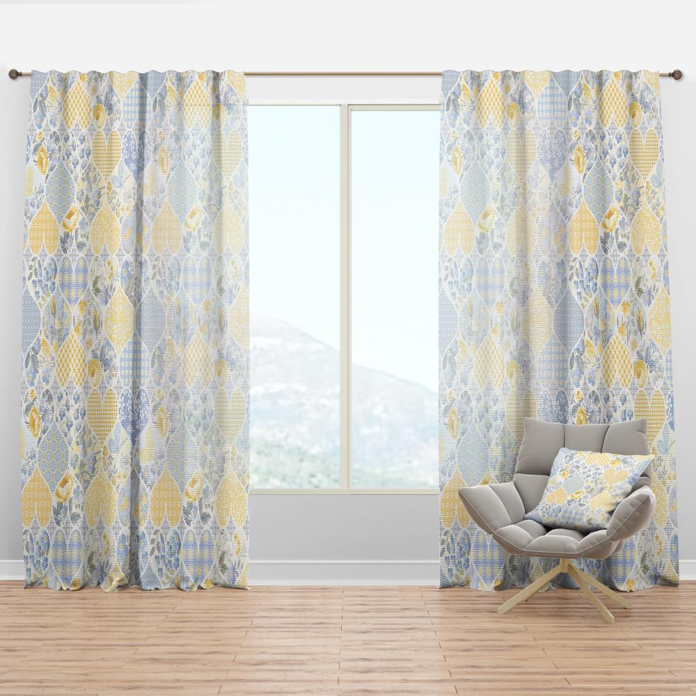 Designart CTN18603-52-84 84-in Yellow Geometric Room darkening Thermal lined Rod pocket Single curtain panel