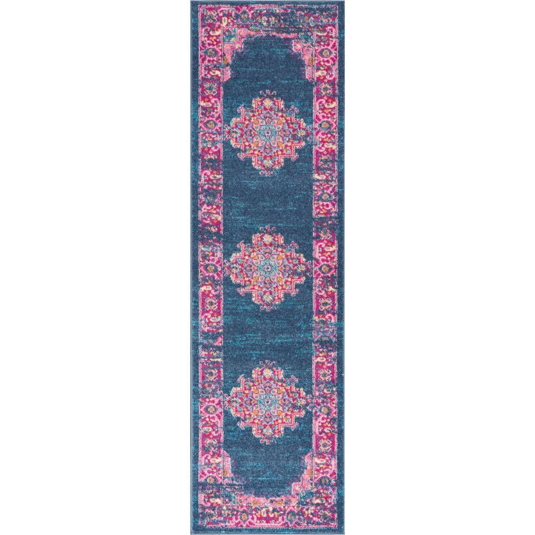 HomeRoots 4000385252 2 x 8 (ft) Polypropylene Blue Rectangular Indoor Runner rug