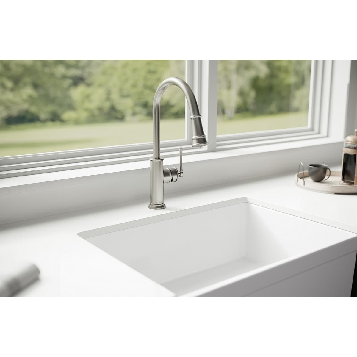 Elkay LKEC2031LS Explore Lustrous Steel Single Handle Deck-mount Pull-down Kitchen Faucet with Sprayer