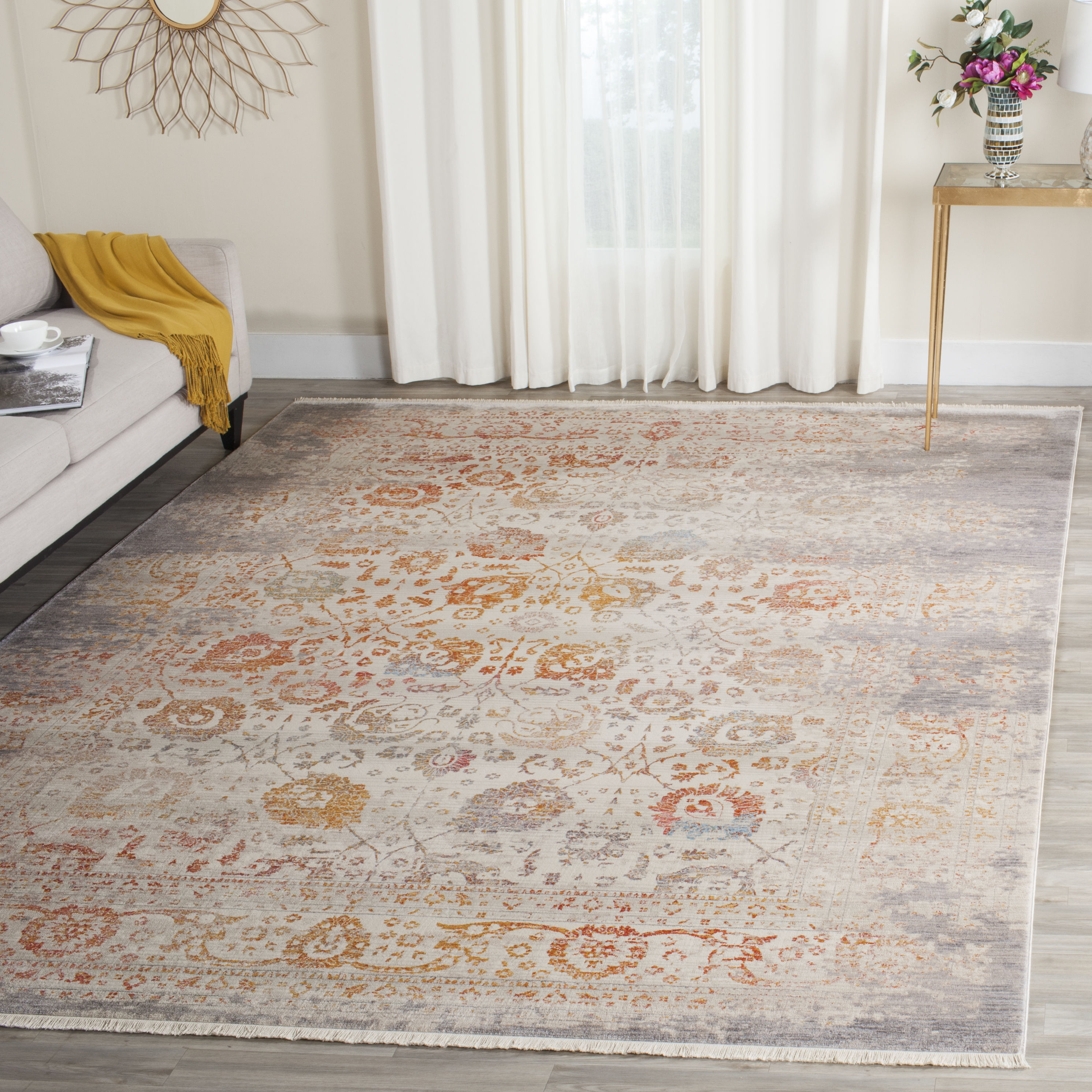 Gray Multicolor 5' x 7' Vintage Persian Synthetic Area Rug