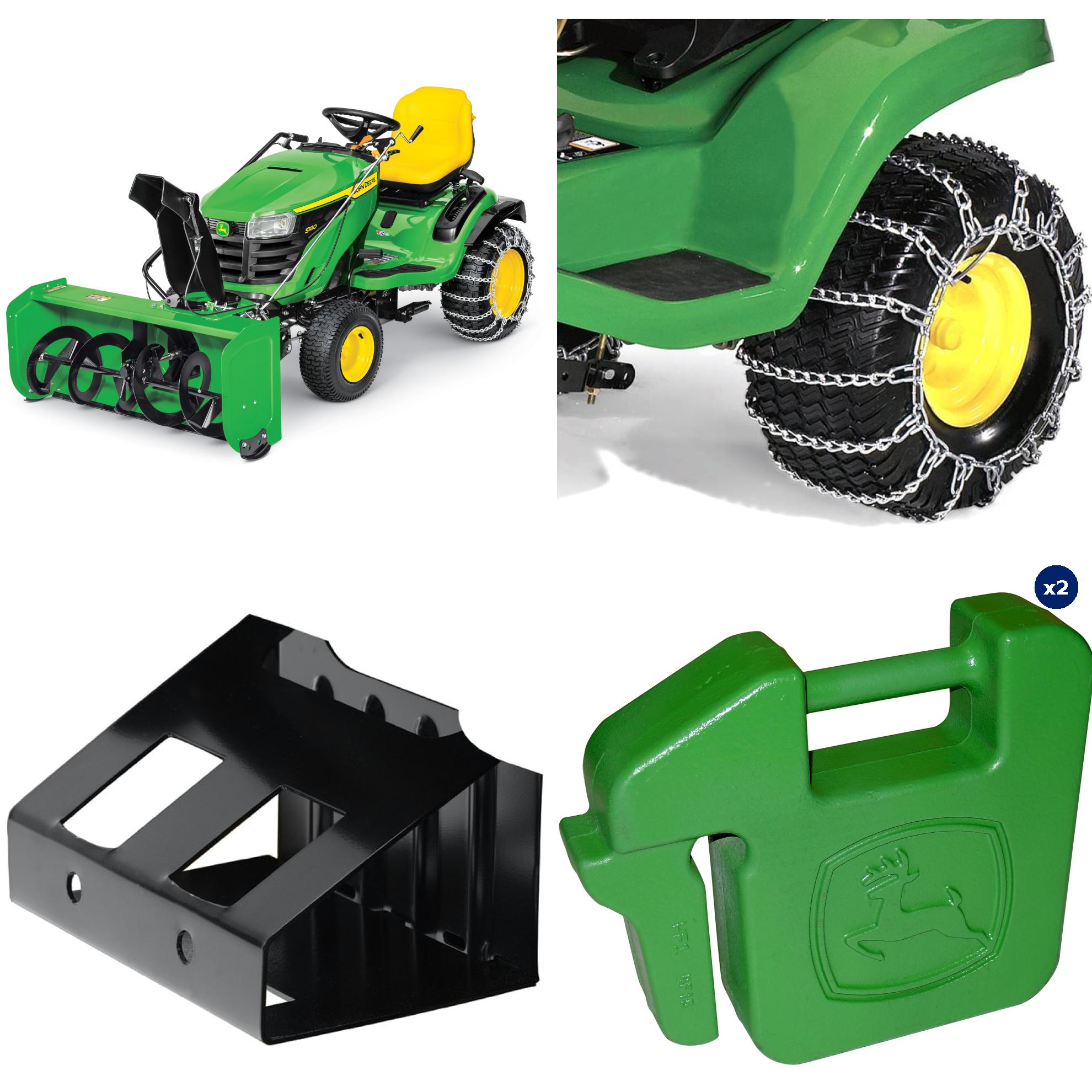 John Deere - S130, S140, S170, S180 Lawn Tractor Snow Blower Bundle; Includes Snow Blower, Tire C...