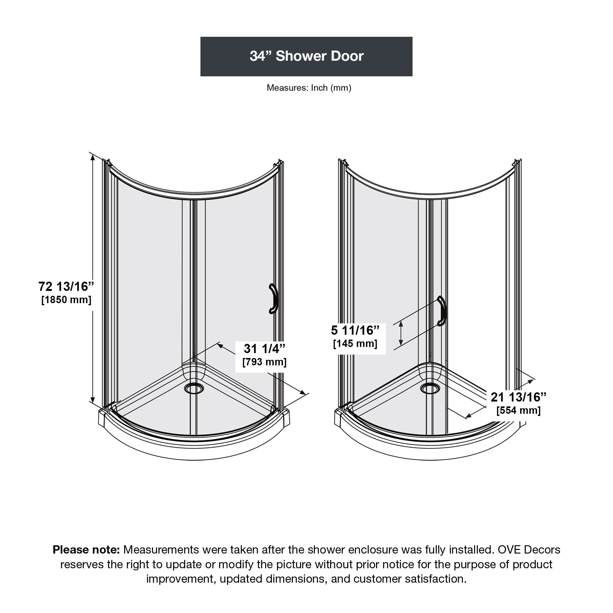 Breeze 34'' Frosted Glass Corner Shower Kit with Chrome Finish