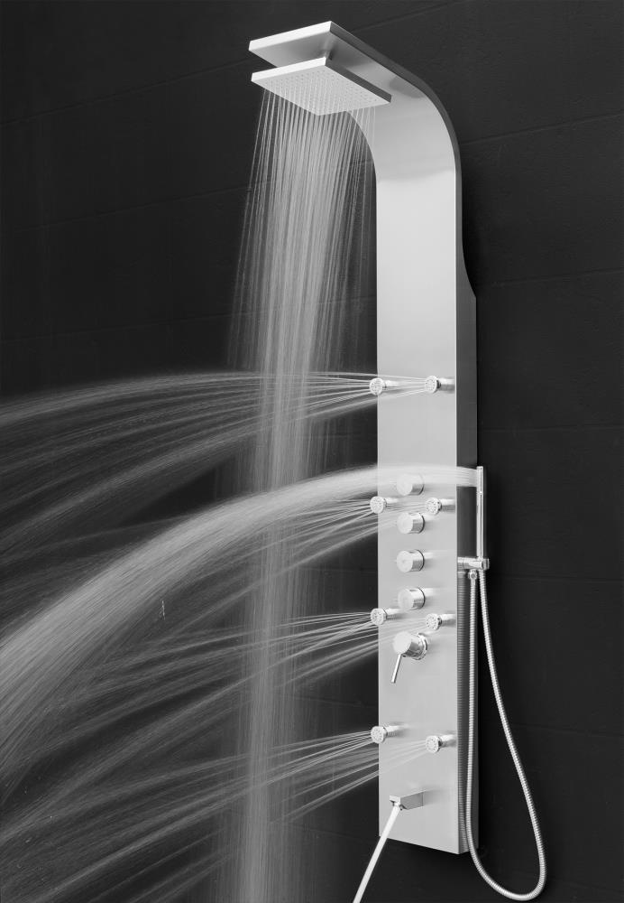 AKDY 65-in Stainless Steel 6-Spray Shower Panel System (Valve Included)