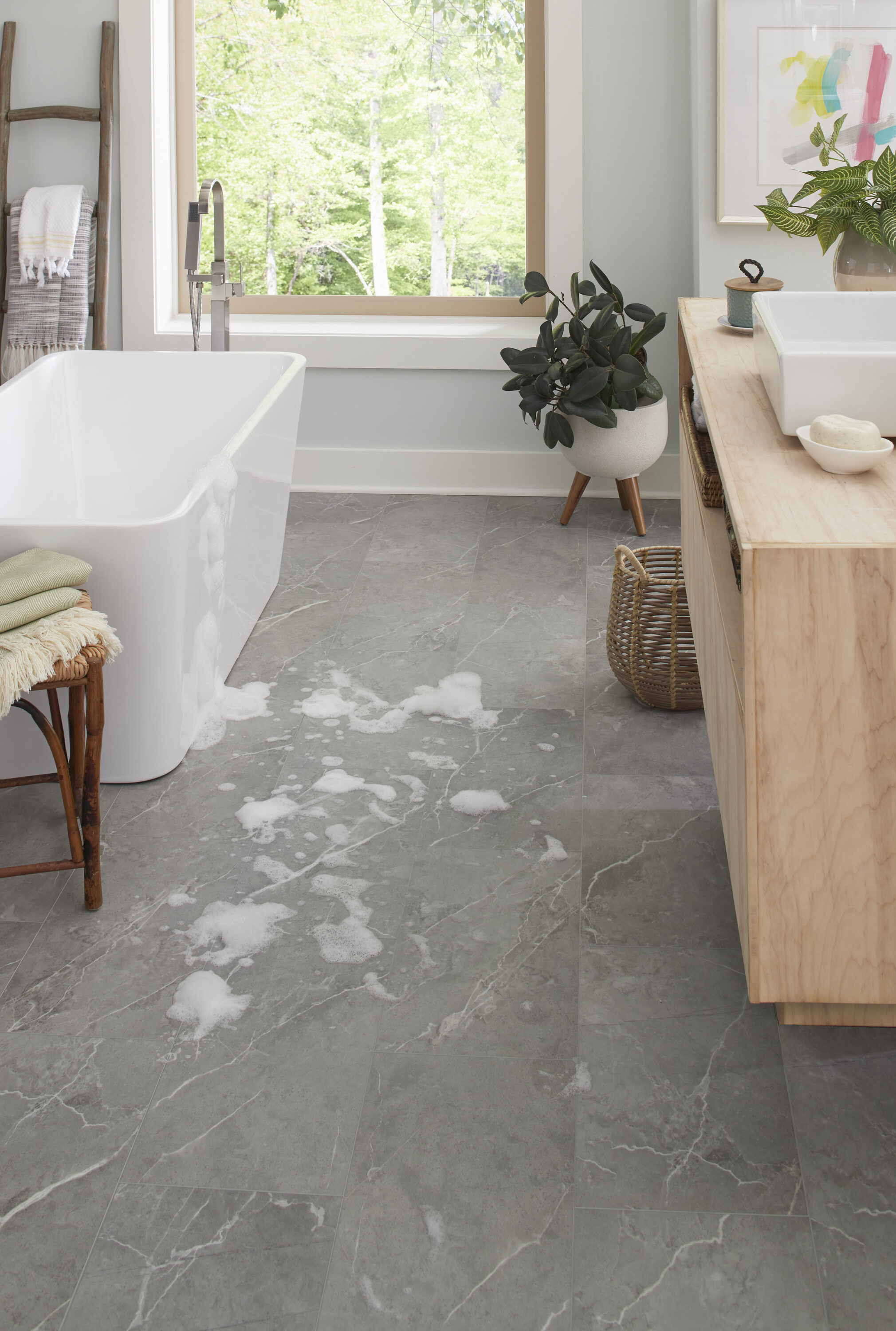Nouveax Sorrento Marble 20-mil x 12-in W x 24-in L Waterproof Interlocking Luxury Vinyl Tile Flooring