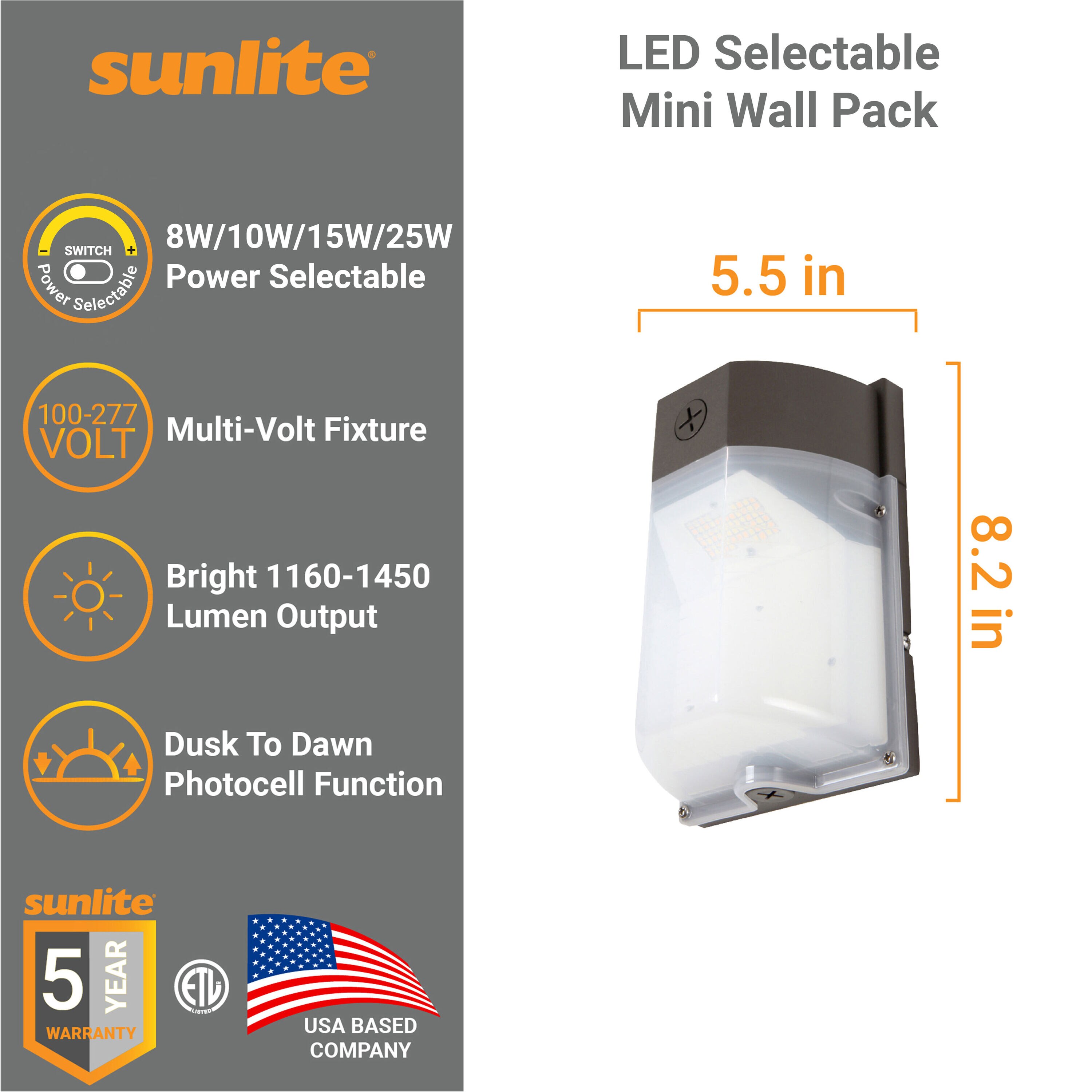 Bronze Dimmable LED Wall Pack with Frosted Polycarbonate Lens