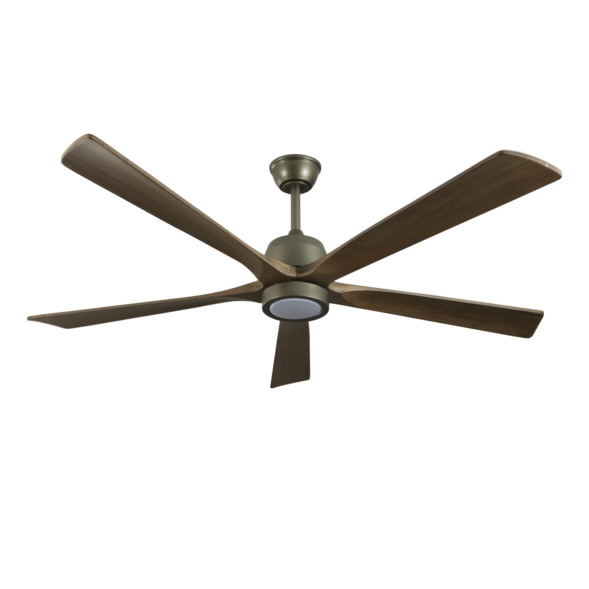 WELLFOR KBSE-52143 60-in Color-Changing Integrated LED Green with Wood Blades Ceiling Fan With Light - Remote Included ( 5 -Blade )