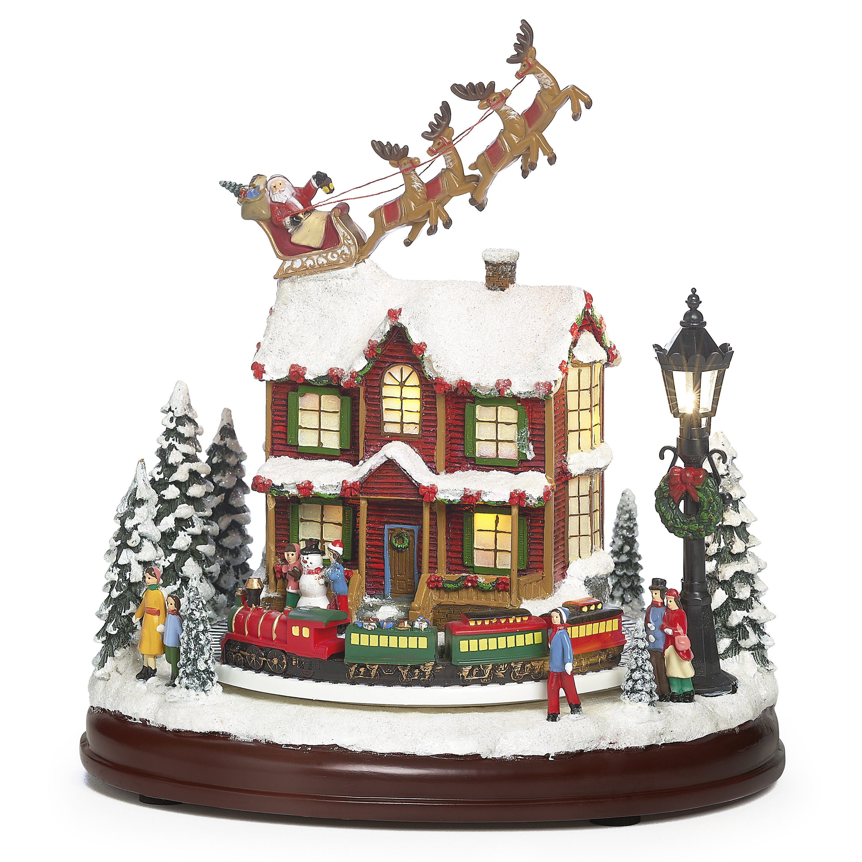 9.25" LED Lighted Musical Santa Over House Christmas Village Decor