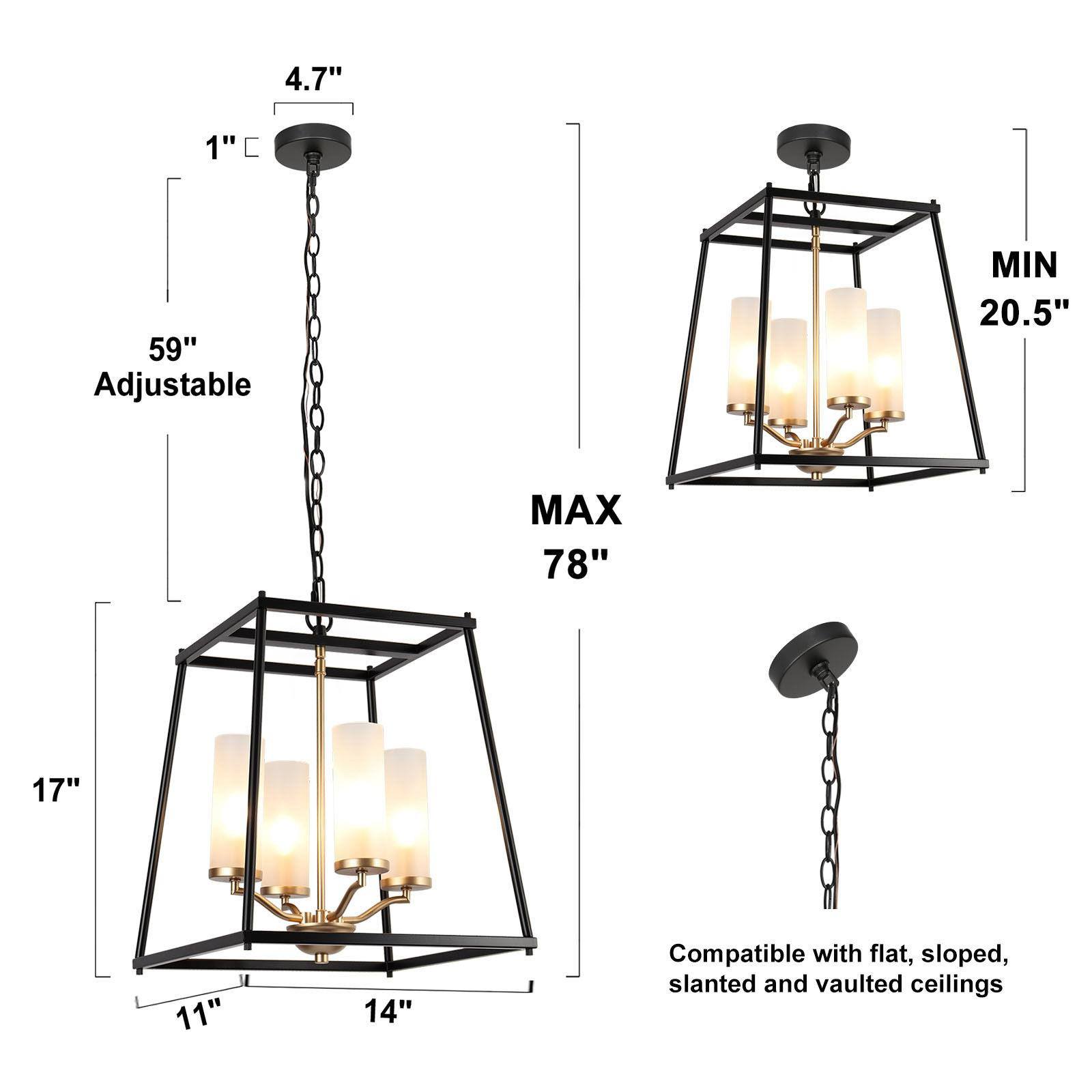 ZEVNI Gaza 4-Light Matte Black Traditional LED Dry rated Chandelier in ...