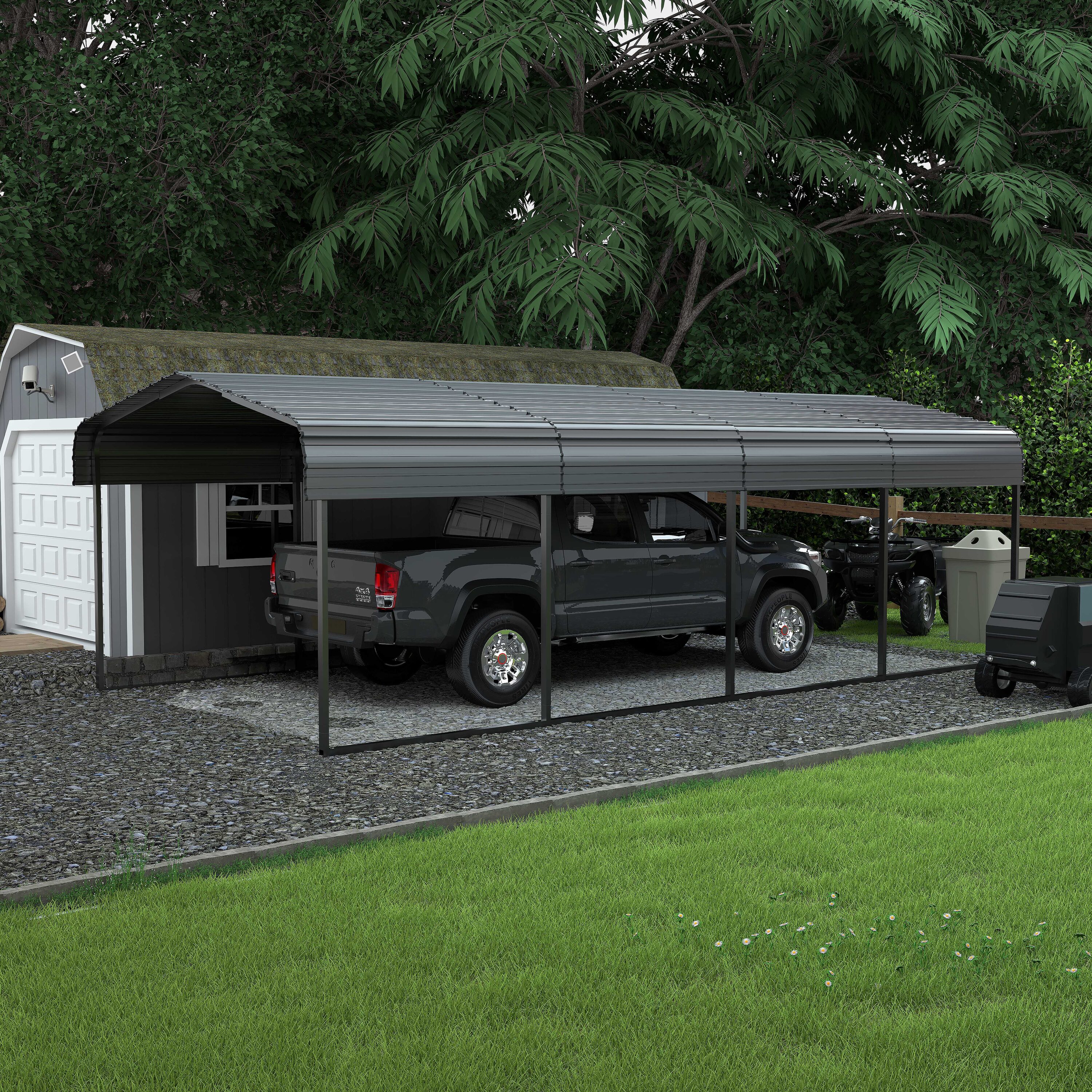 VEIKOUS 12-ft W x 20-ft L x 7.8-ft H Gray Metal Carport in the Carports  department at