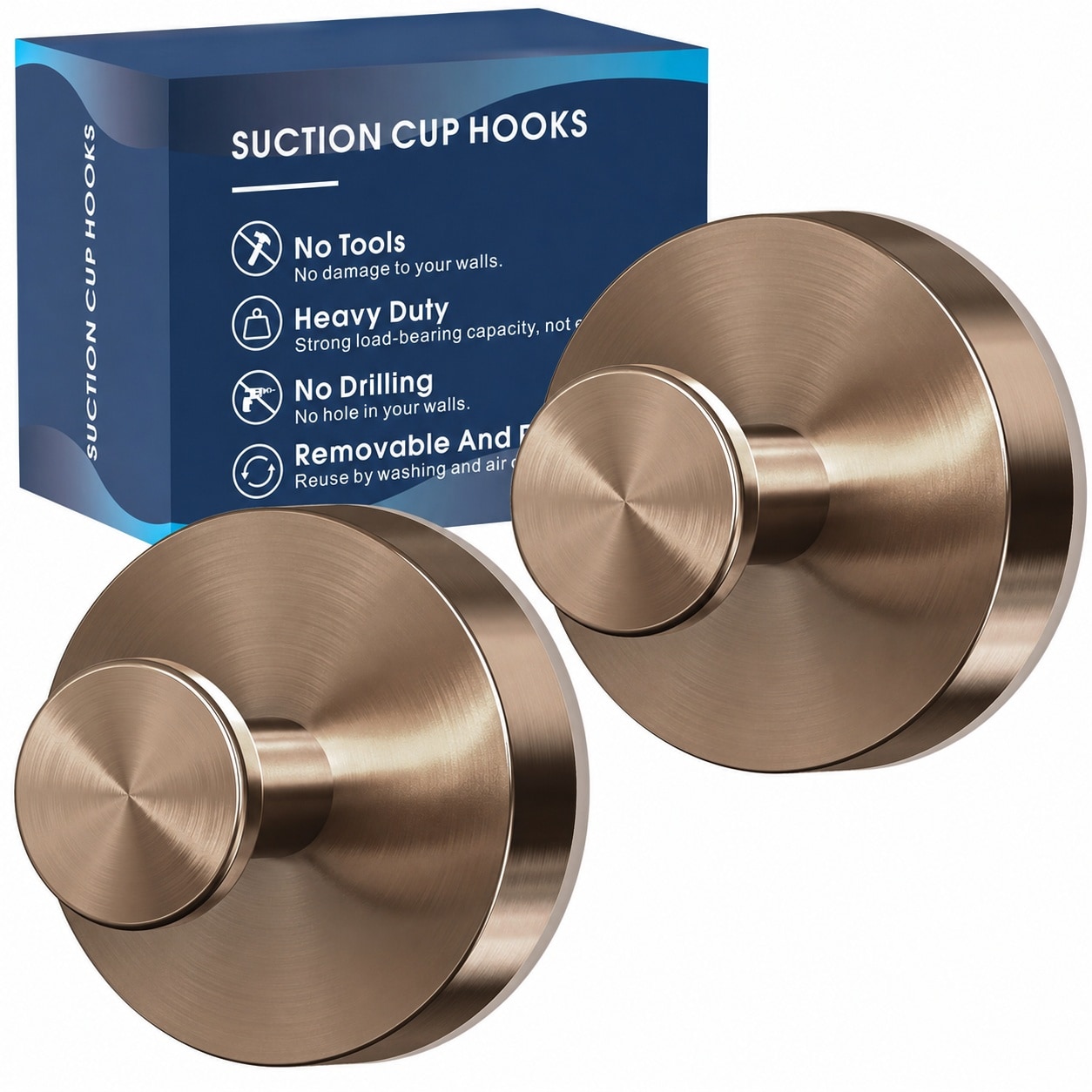 Aoibox  Two Pack Suction Cup Hooks for Shower Bronze Finish No Drill Towel Robe Hooks for Bathroom Walls Glass