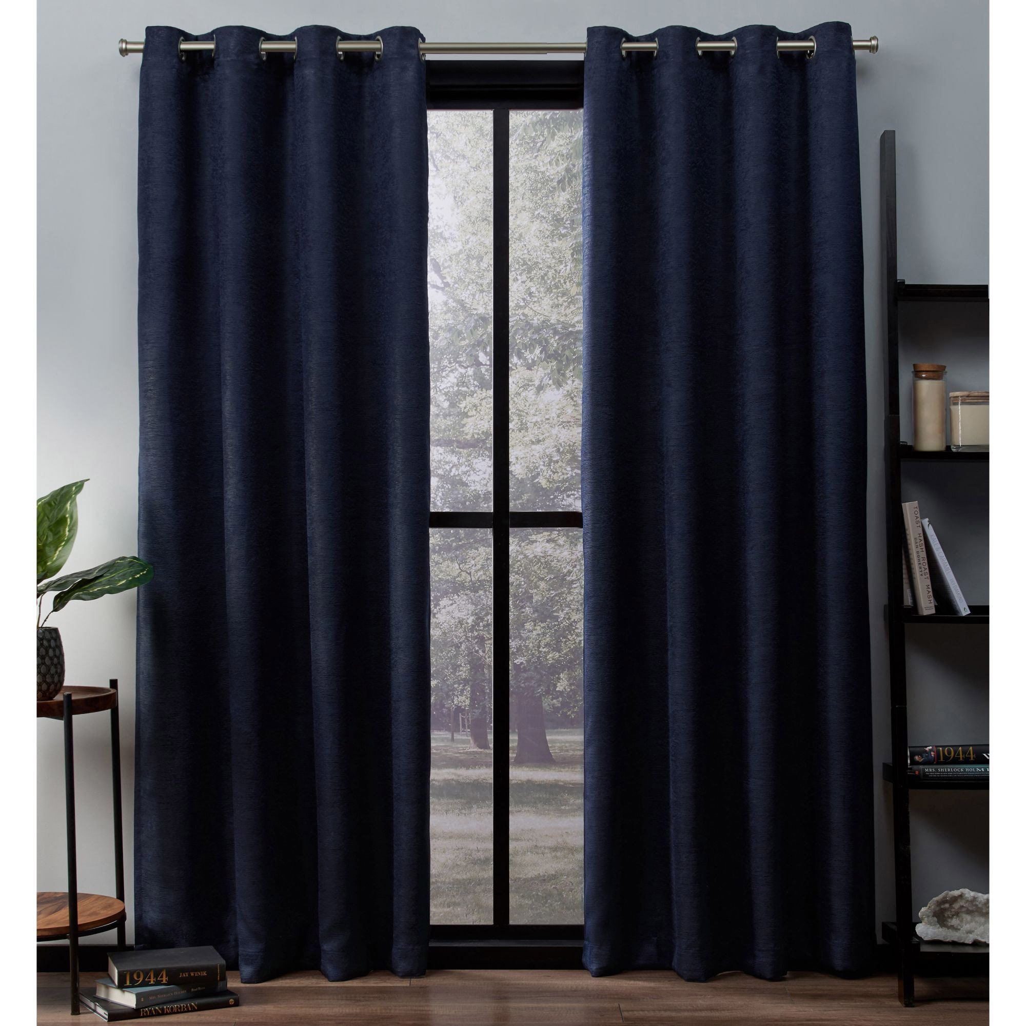 Exclusive Home EH8208-07 2-96G 96-Inches Navy Room darkening Interlined Grommet Curtain panel pair