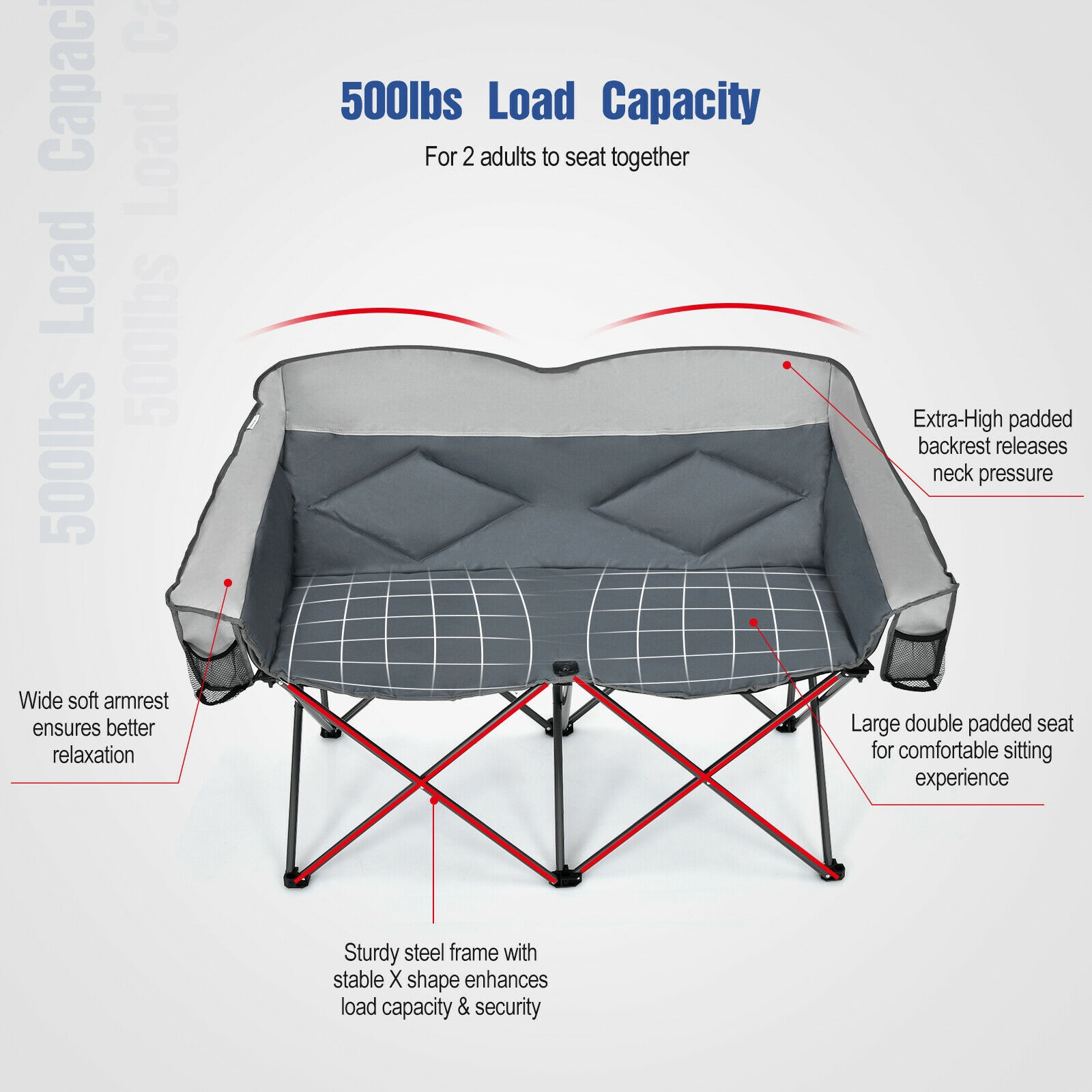 WELLFOR DOJ70772GR Beach-Camping-Chairs - View #2