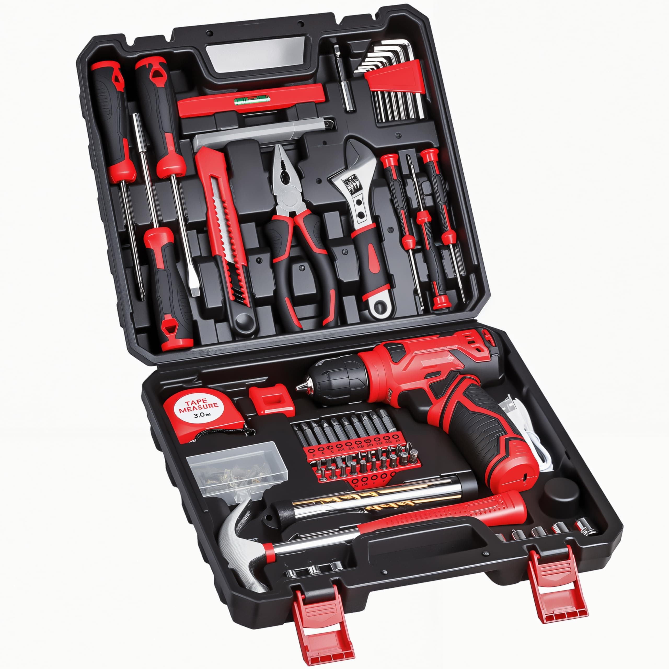 Etokfoks 8V Cordless Drill Kit 132 Piece Tool Set with Hand Drill for Homeowners DIYers and Handymen #EFT1004J03