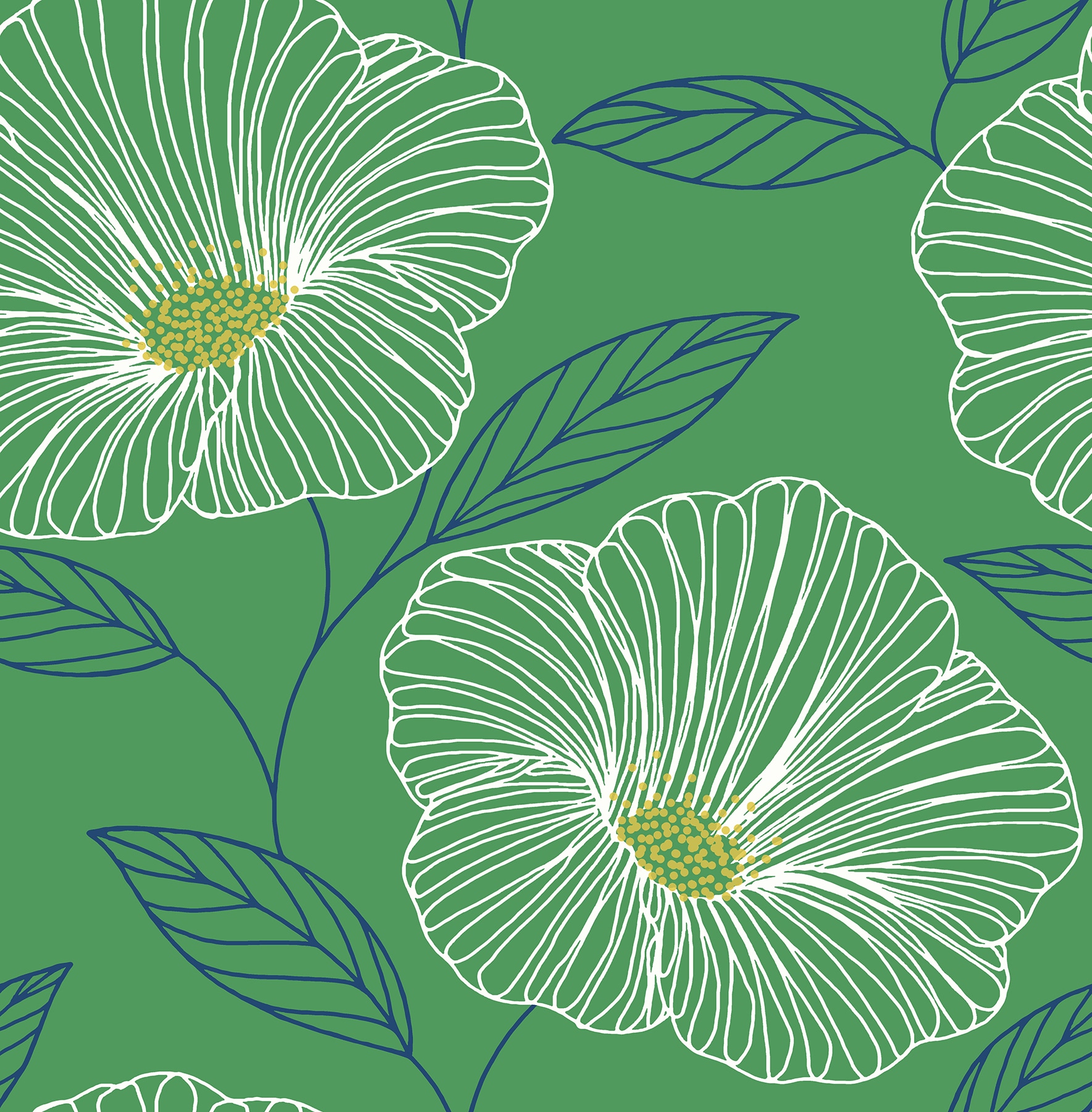 A-Street Prints 2973-91133 Daylight 56.4-Sq. Feet Green Paper Floral Unpasted Wallpaper