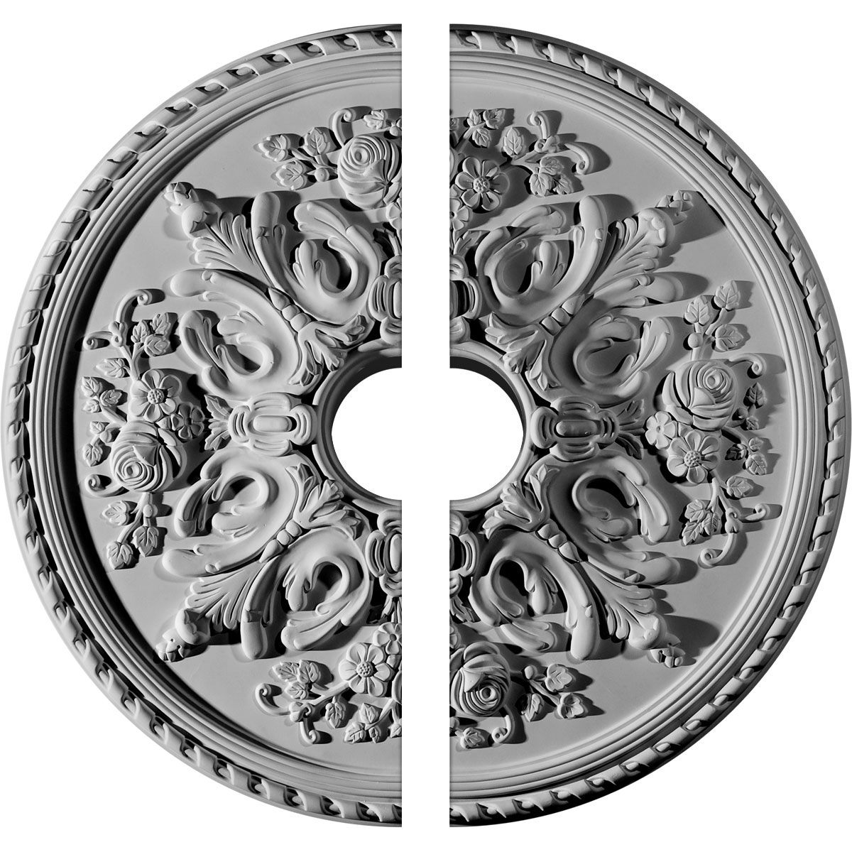Ekena Millwork CM32BR2-06000 Bradford 32.625-in W x 32.625-in L Architectural White Polyurethane Split Ceiling Medallion