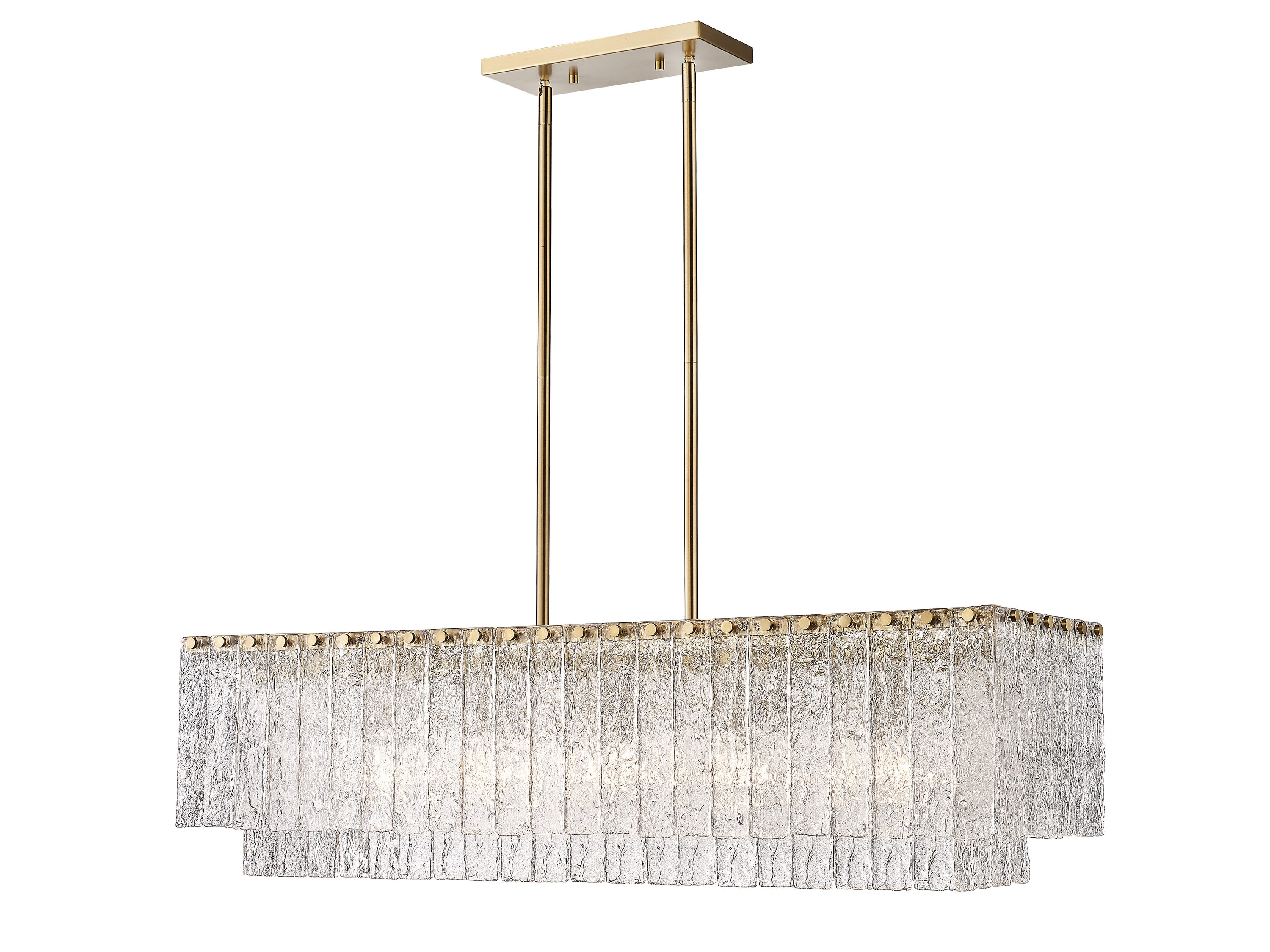 Modern Gold and Glass 5-Light Linear Chandelier