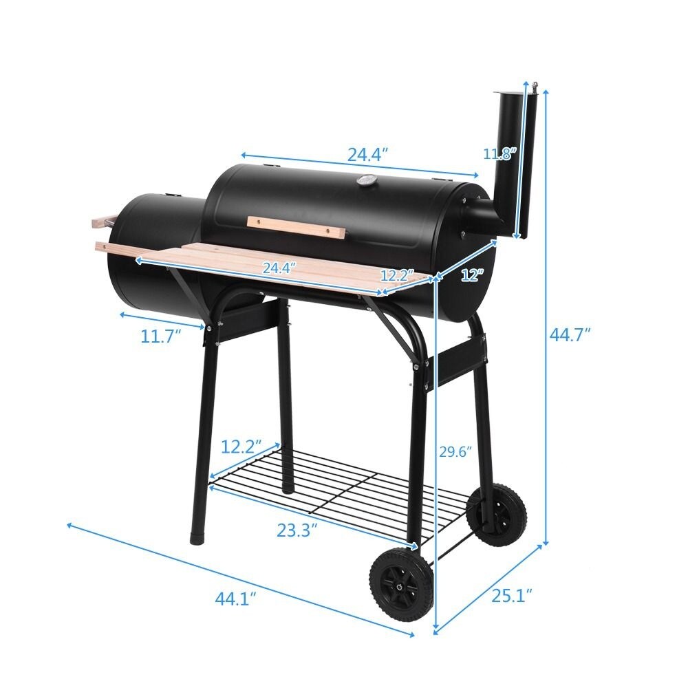 Angel Sar 44in W 25in D 44in H Double Oven Black Charcoal Grill Painted ...