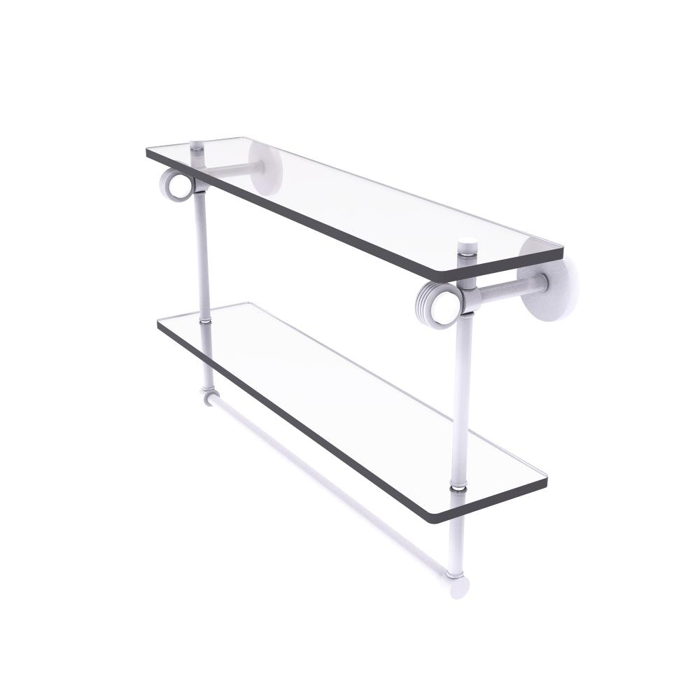 Allied Brass CV-2TBG-22-WHM Clearview Matte White 2 -Tier Wall mount Bathroom Shelf ( 22-in x 12.8-in x 5-in )
