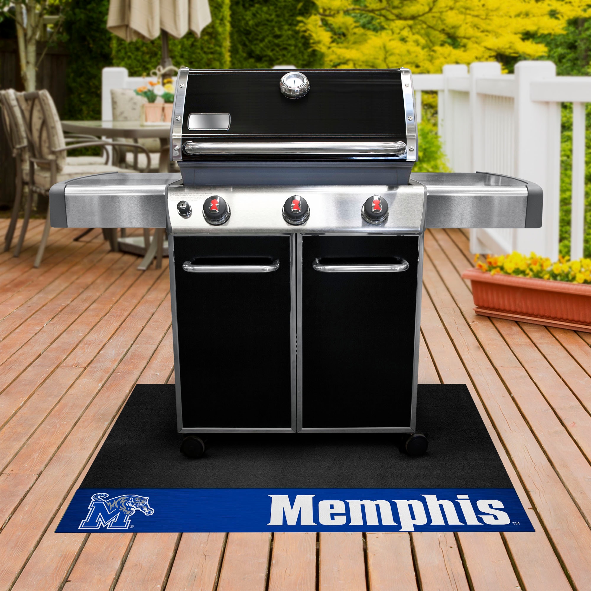 FANMATS 22018 Memphis Tigers Grill Mat Black Vinyl Rectangular Grill Mat