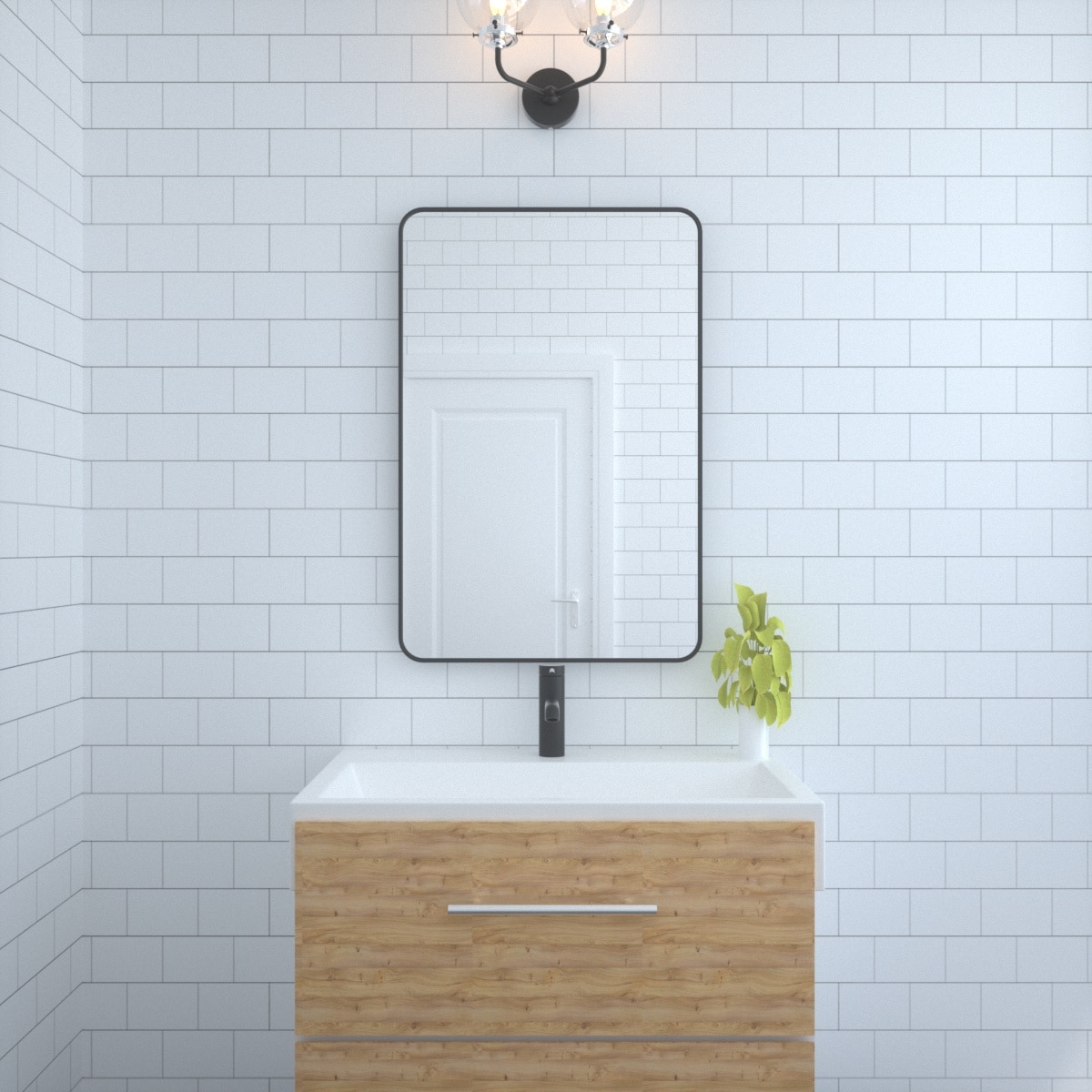 AAZJ JKF-MR2436MB KA 24-Inches x 36-Inches Framed Rectangle Bathroom Vanity Mirror ( Black )